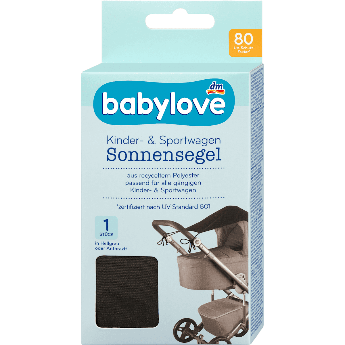babylove Voile pare-soleil pour poussette anthracite 1 pièce — produit allemand authentique au Maroc