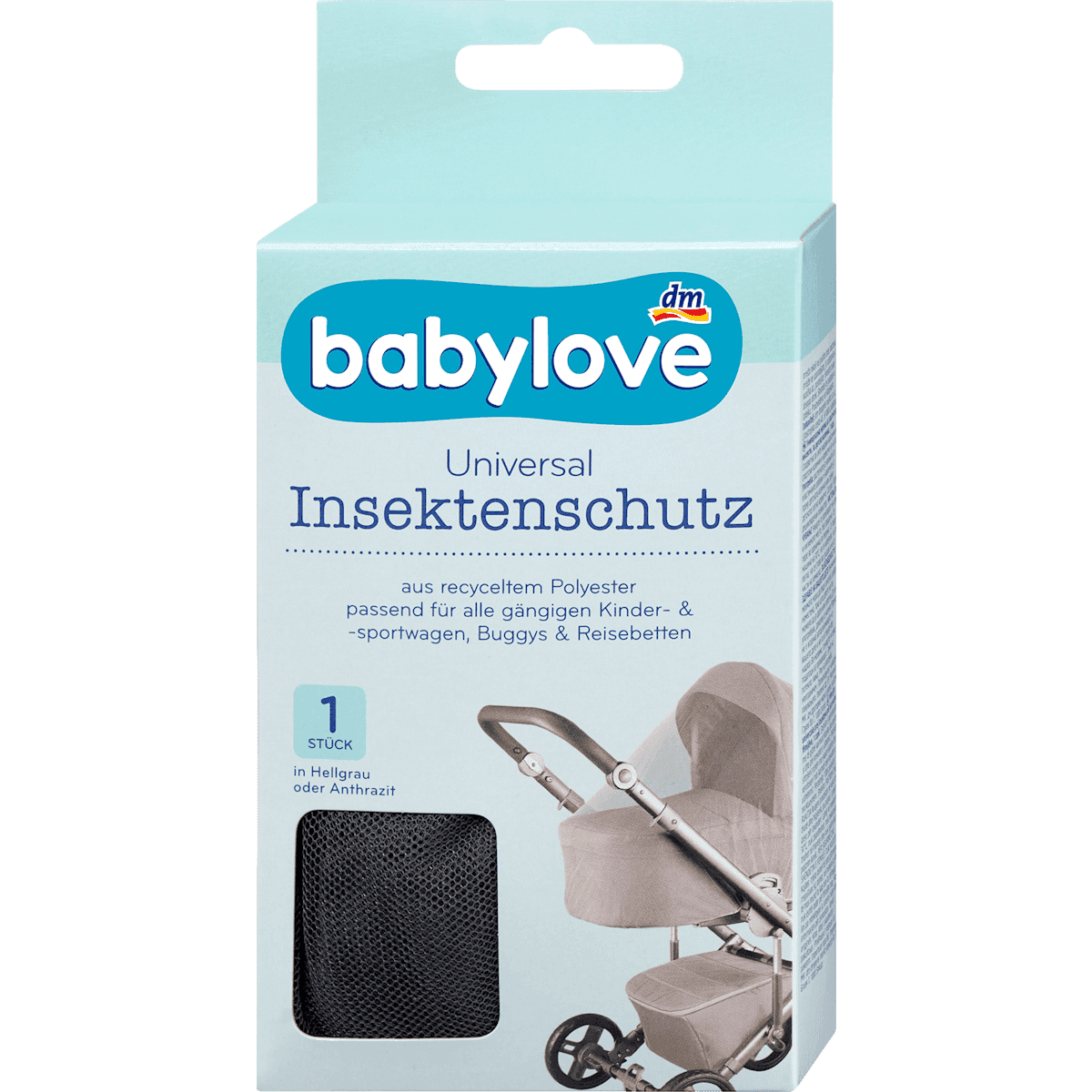 babylove Insektenschutz-Netz pour Kinderwagen Universal anthracite, 1 pièce — produit allemand authentique au Maroc