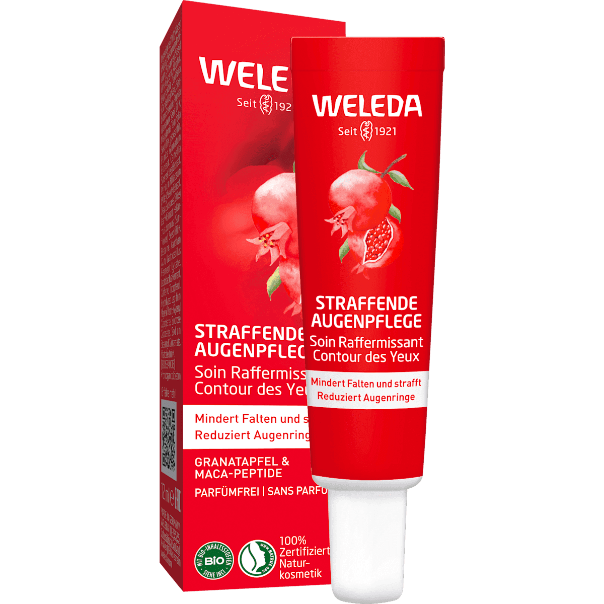 Weleda Crème contour des yeux raffermissante grenade & peptides de maca, 12 ml — produit allemand authentique au Maroc