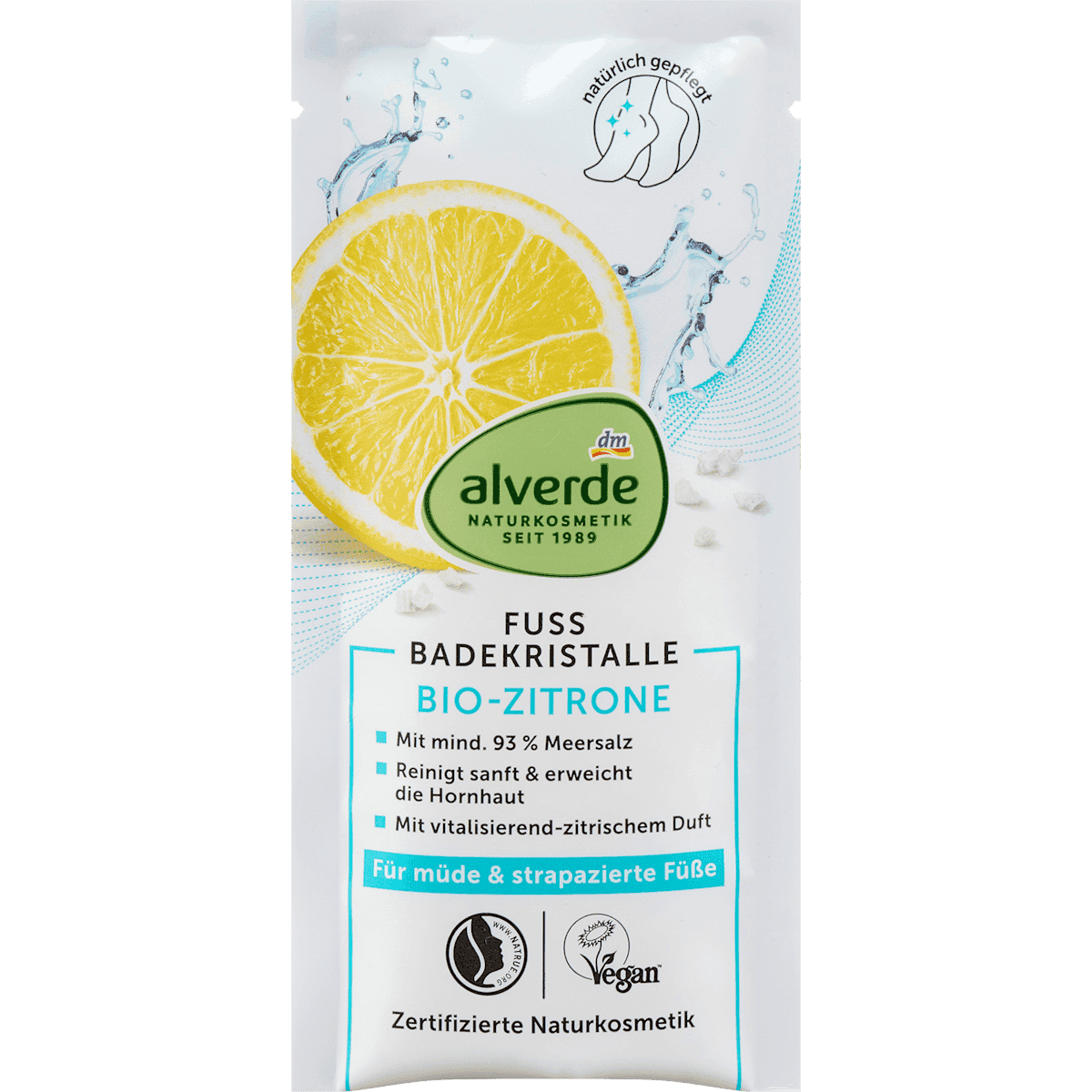 alverde NATURKOSMETIK Bain de pieds cristaux citron 40 g — produit allemand authentique au Maroc