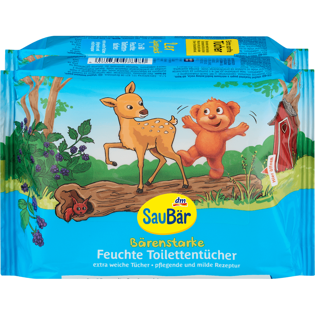 SauBär lingettes toilette humides Bärenstark (2x60 pièces) 120 pièces — منتج ألماني أصلي في المغرب