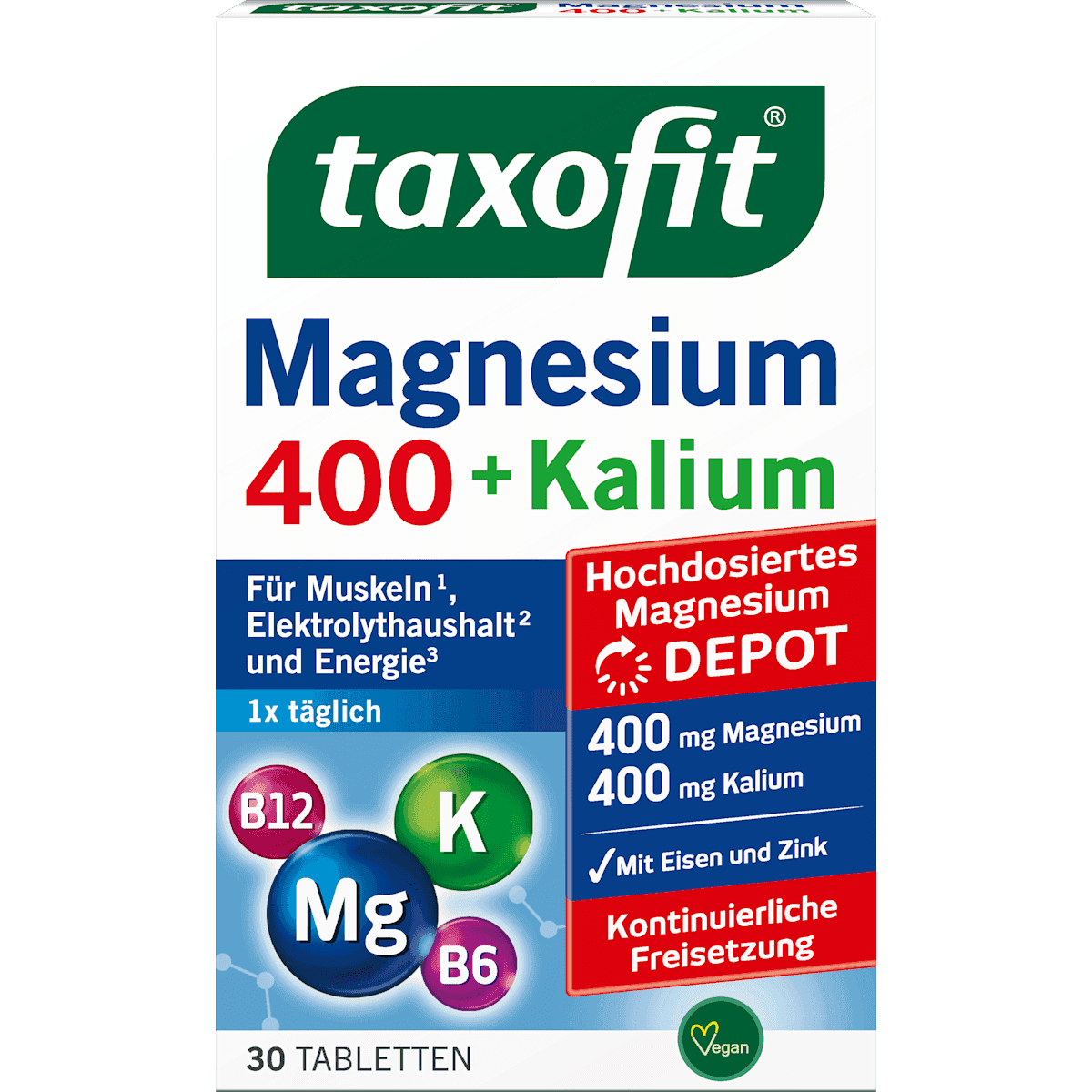taxofit Magnésium 400 + Kalium comprimés 30 pièces, 63 g — منتج ألماني أصلي في المغرب