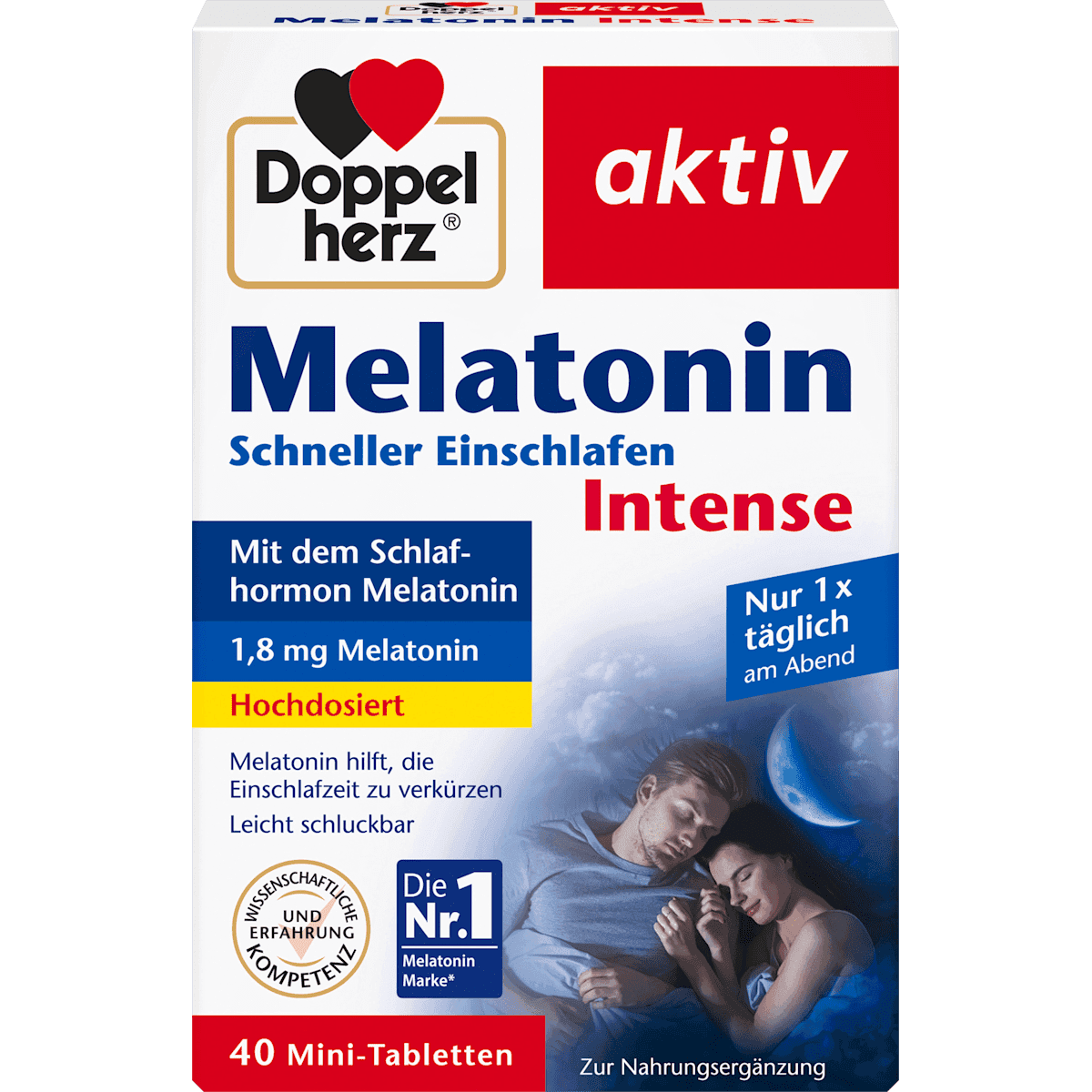 Doppelherz Mélatonine Intense Mini comprimés 40 pièces, 3,7 g — produit allemand authentique au Maroc