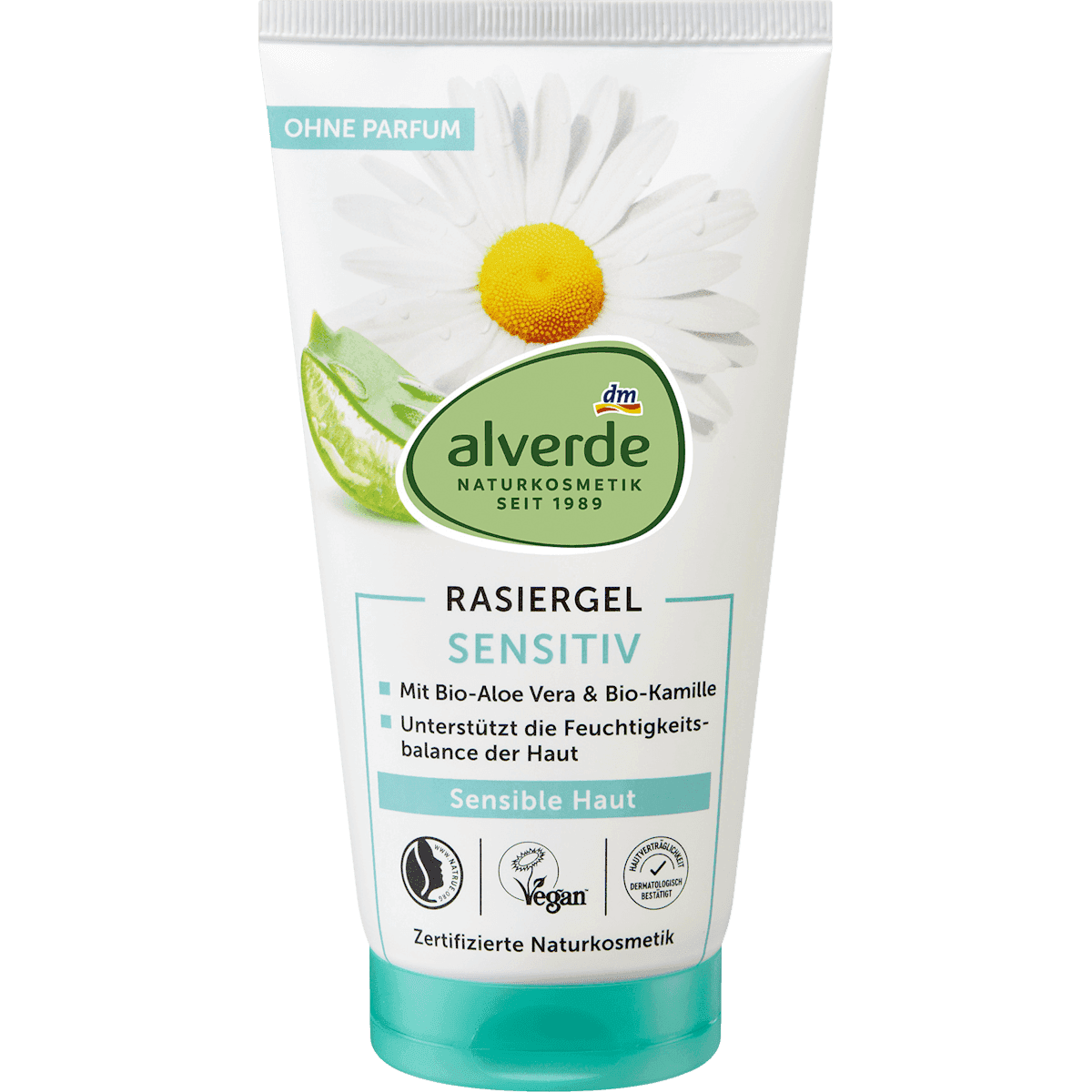 alverde NATURKOSMETIK Gel de rasage sensitive Aloe Vera & Camomille 150 ml — منتج ألماني أصلي في المغرب
