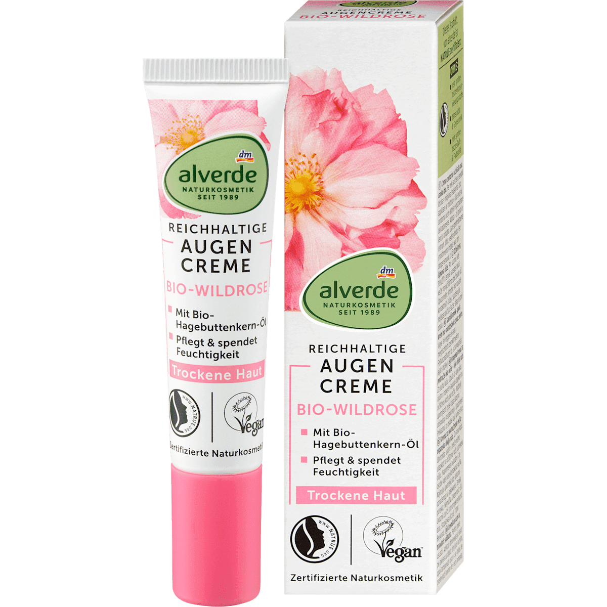 alverde NATURKOSMETIK Crème contour des yeux rose sauvage 15 ml — produit allemand authentique au Maroc