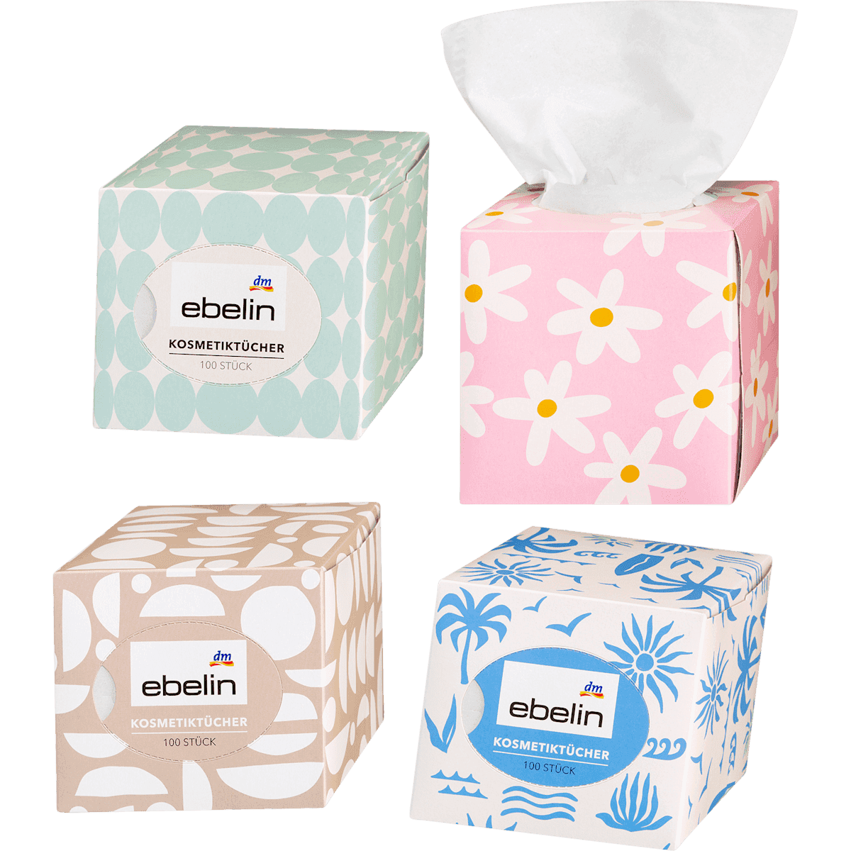 ebelin Mouchoirs cosmétiques Box Design, 100 pièces — produit allemand authentique au Maroc
