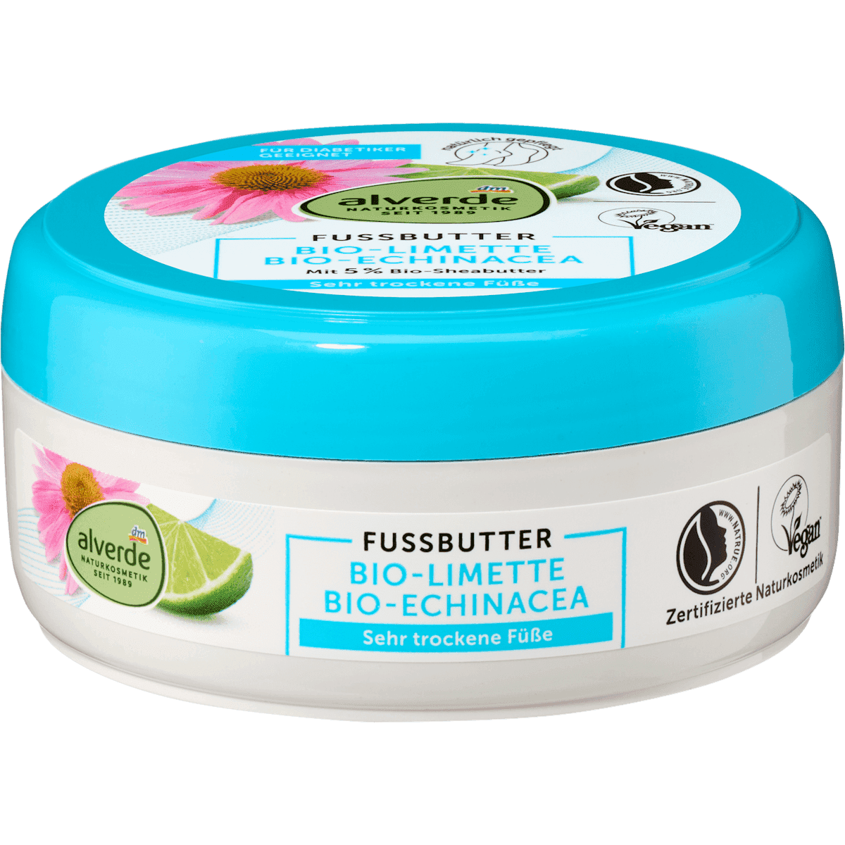 alverde NATURKOSMETIK Beurre pour pieds citron vert & échinacée 200 ml — produit allemand authentique au Maroc