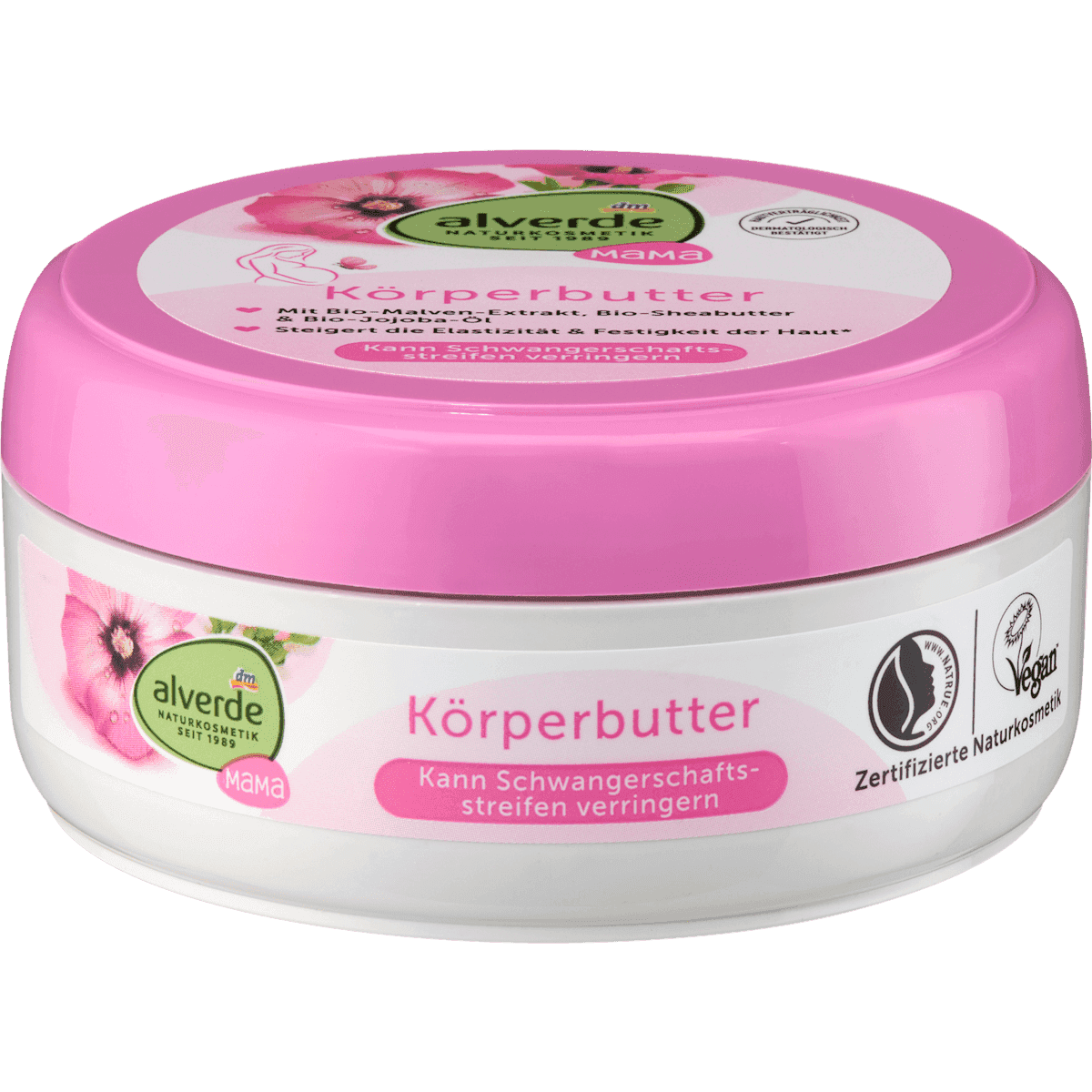 alverde NATURKOSMETIK beurre corporel Mama mauve karité jojoba 200 ml — produit allemand authentique au Maroc