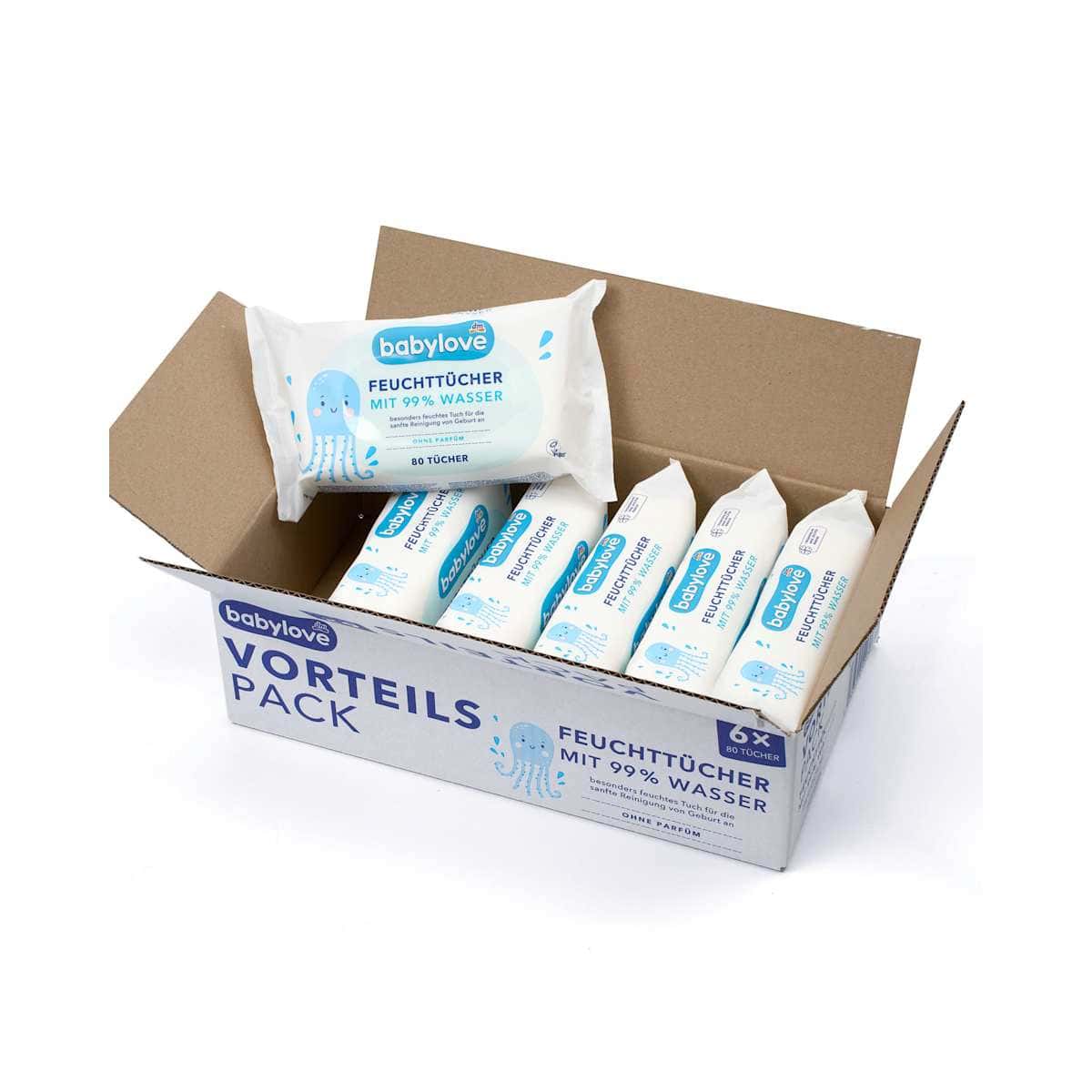babylove lingettes 99 % eau 6x80 pièces 480 pièces — produit allemand authentique au Maroc