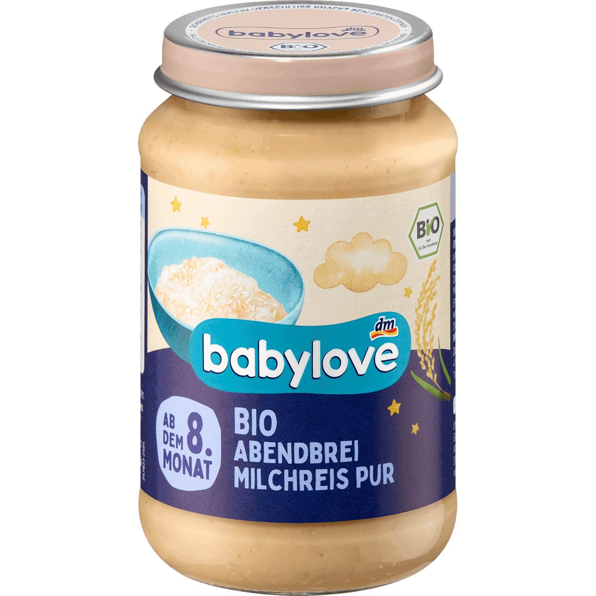 babylove bouillie du soir riz au lait nature dès 8 mois 190 g — produit allemand authentique au Maroc