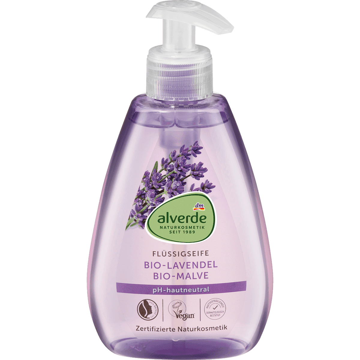 alverde NATURKOSMETIK soap liquid lavender mauve 300 ml — authentic German product in Morocco