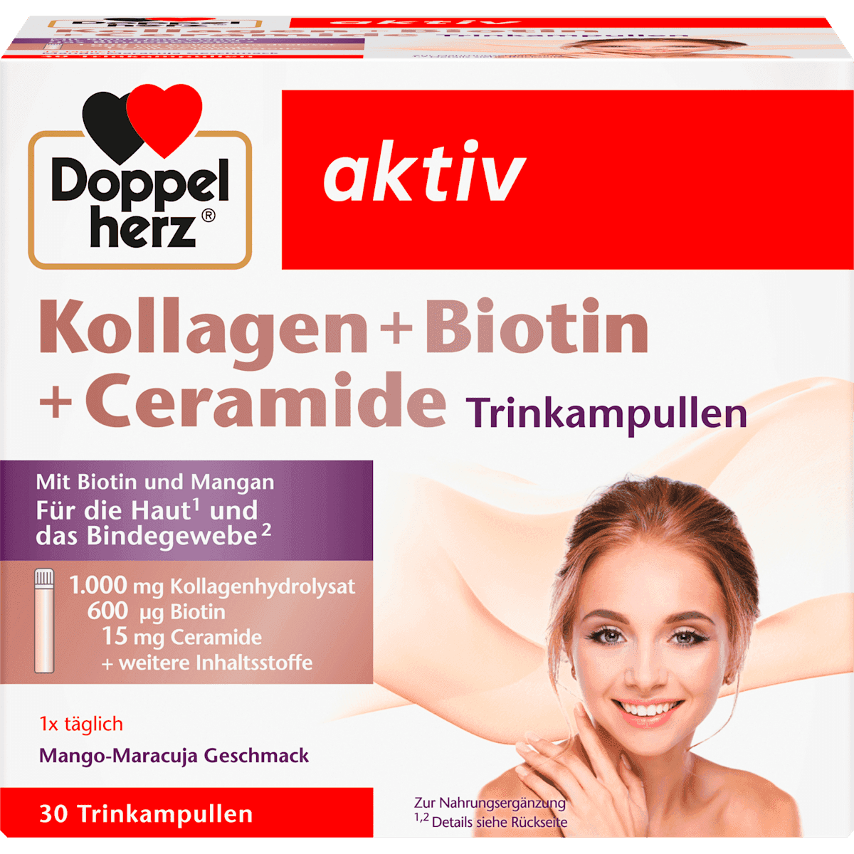 Doppelherz Collagène + Biotin + Ceramide ampoules buvables 30 pièces, 750 ml — produit allemand authentique au Maroc