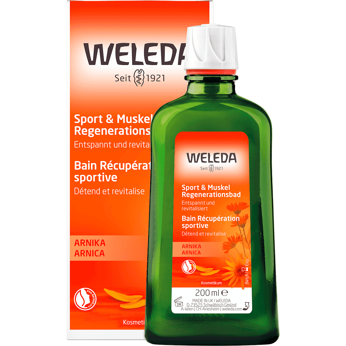 Weleda regenerating bath Sport & muscles, arnica, 200 ml — authentic German product in Morocco