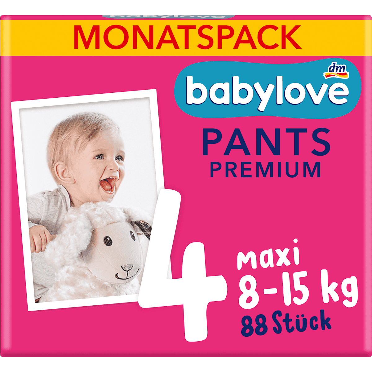 babylove Bébé Pants Premium taille 4 (8-15 kg), pack mensuel, 88 pièces — produit allemand authentique au Maroc