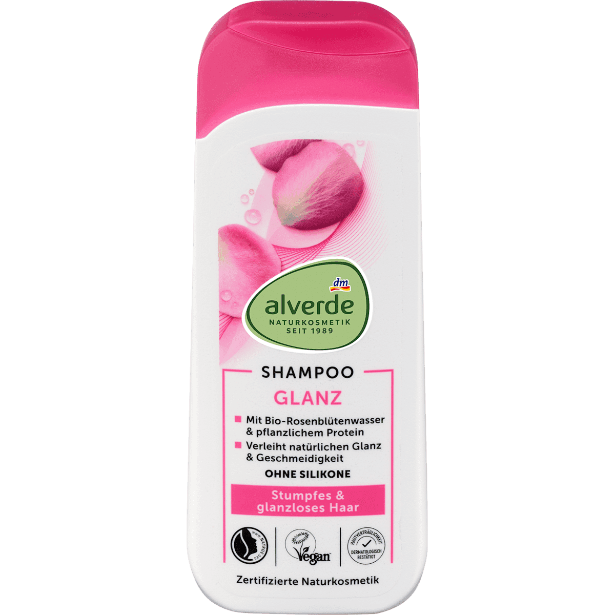 alverde NATURKOSMETIK shampooing brillance eau de rose & protéine végétale, 200 ml — منتج ألماني أصلي في المغرب
