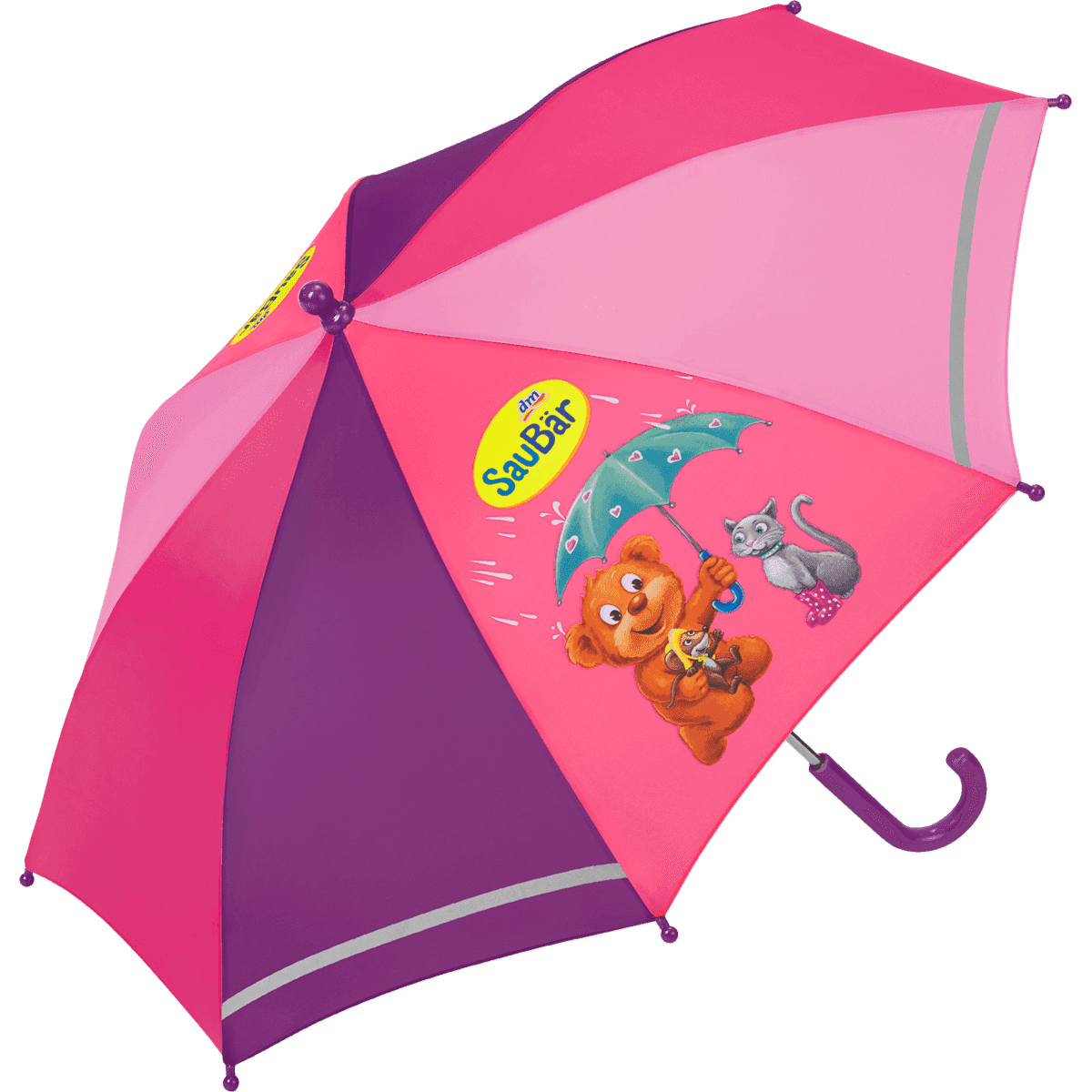 SauBär parapluie enfant avec réflecteur rose 1 pièce — produit allemand authentique au Maroc