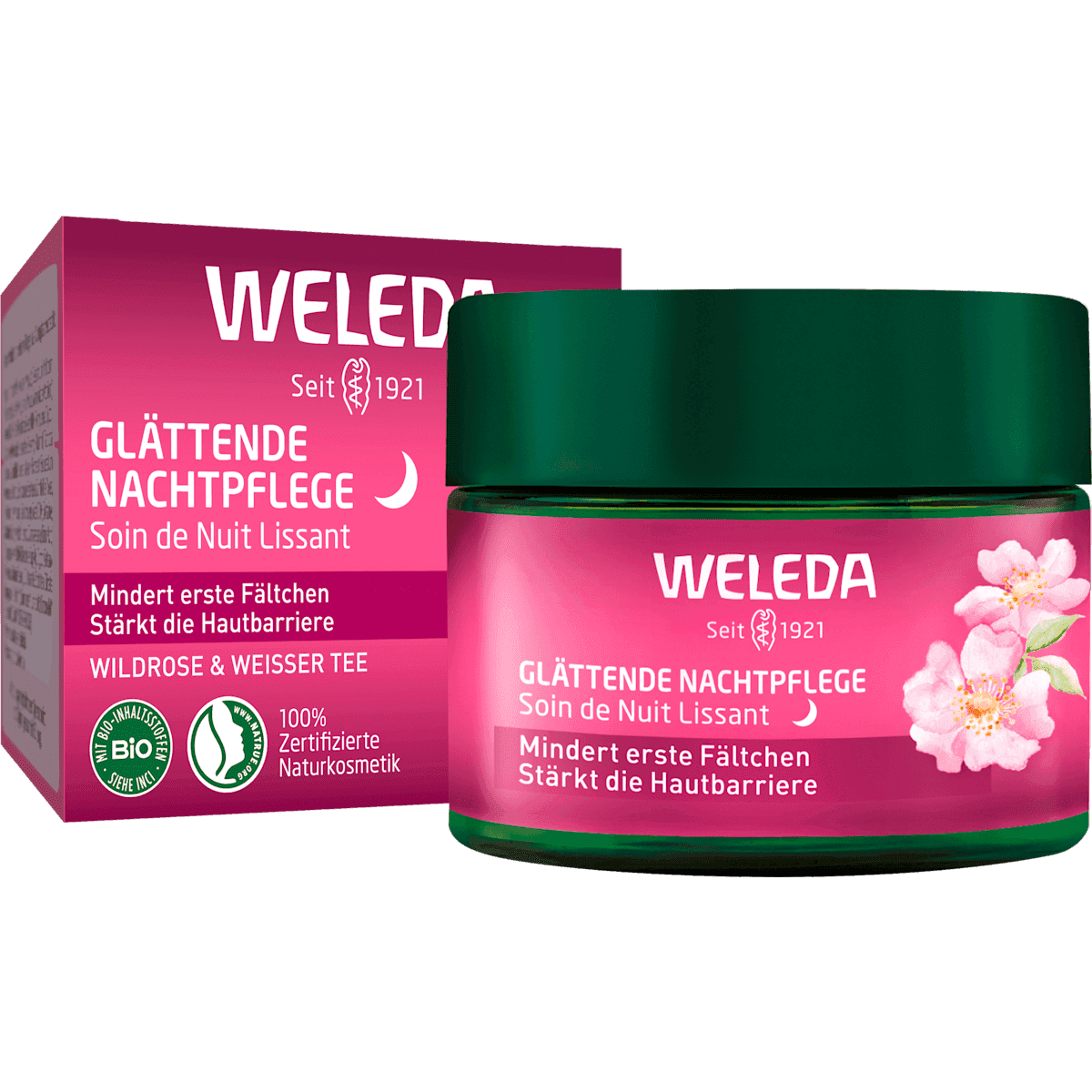 Weleda crème de nuit lissant rose sauvage & thé blanc, 40 ml — produit allemand authentique au Maroc