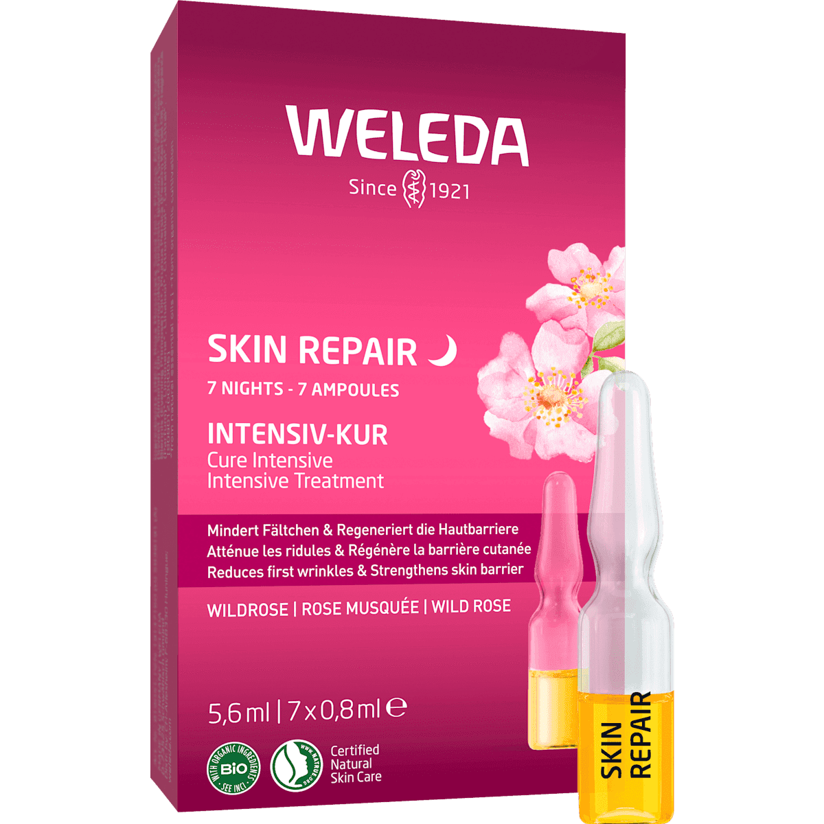 Weleda Intensiv-cure ampoules Wildrose (7 x 0,8ml), 5,6 ml — authentic German product in Morocco