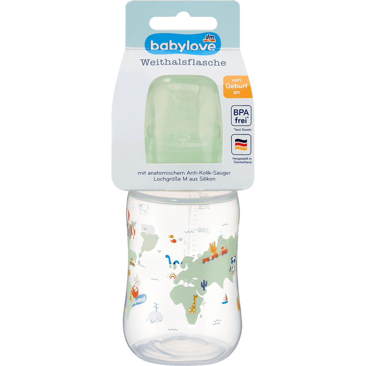 babylove biberon large col menthe, 280 ml, 1 pièce — produit allemand authentique au Maroc
