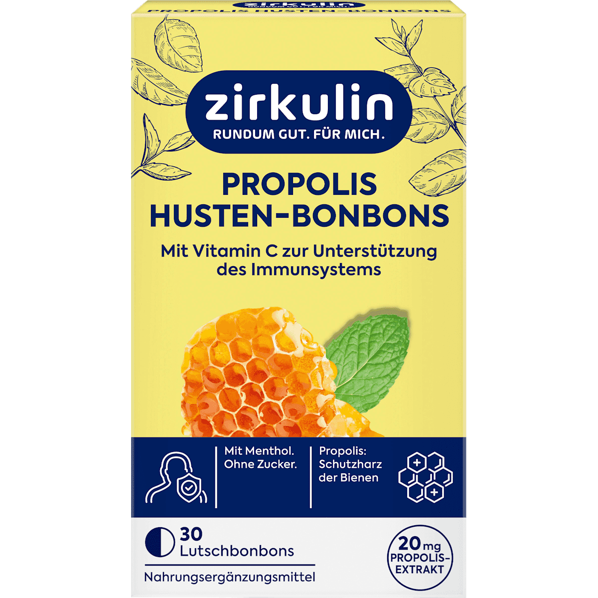 Zirkulin Propolis Bonbons Toux & Gorge · 30 bonbons — منتج ألماني أصلي في المغرب