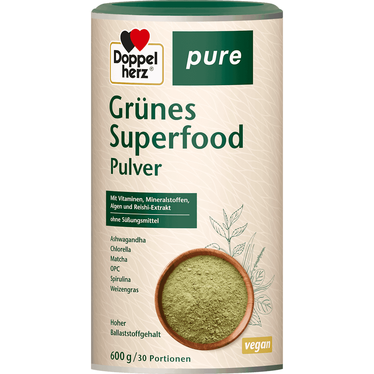 Doppelherz Vert Superfood poudre, 600 g — produit allemand authentique au Maroc
