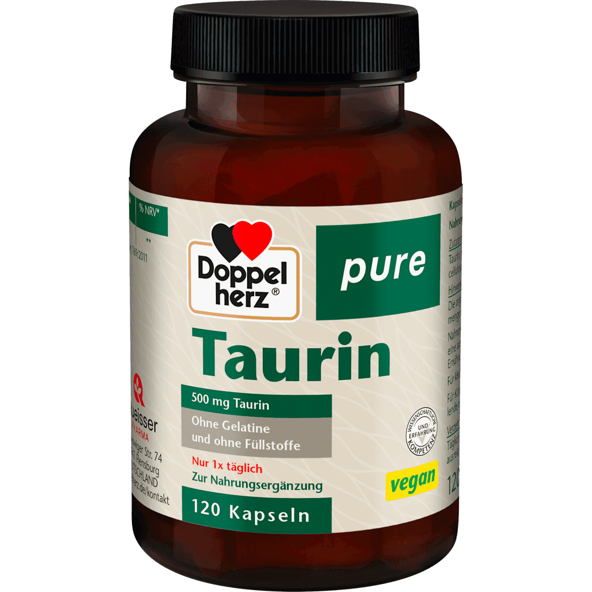 Doppelherz Taurin 500mg gélules 120 pièces, 72,7 g — produit allemand authentique au Maroc
