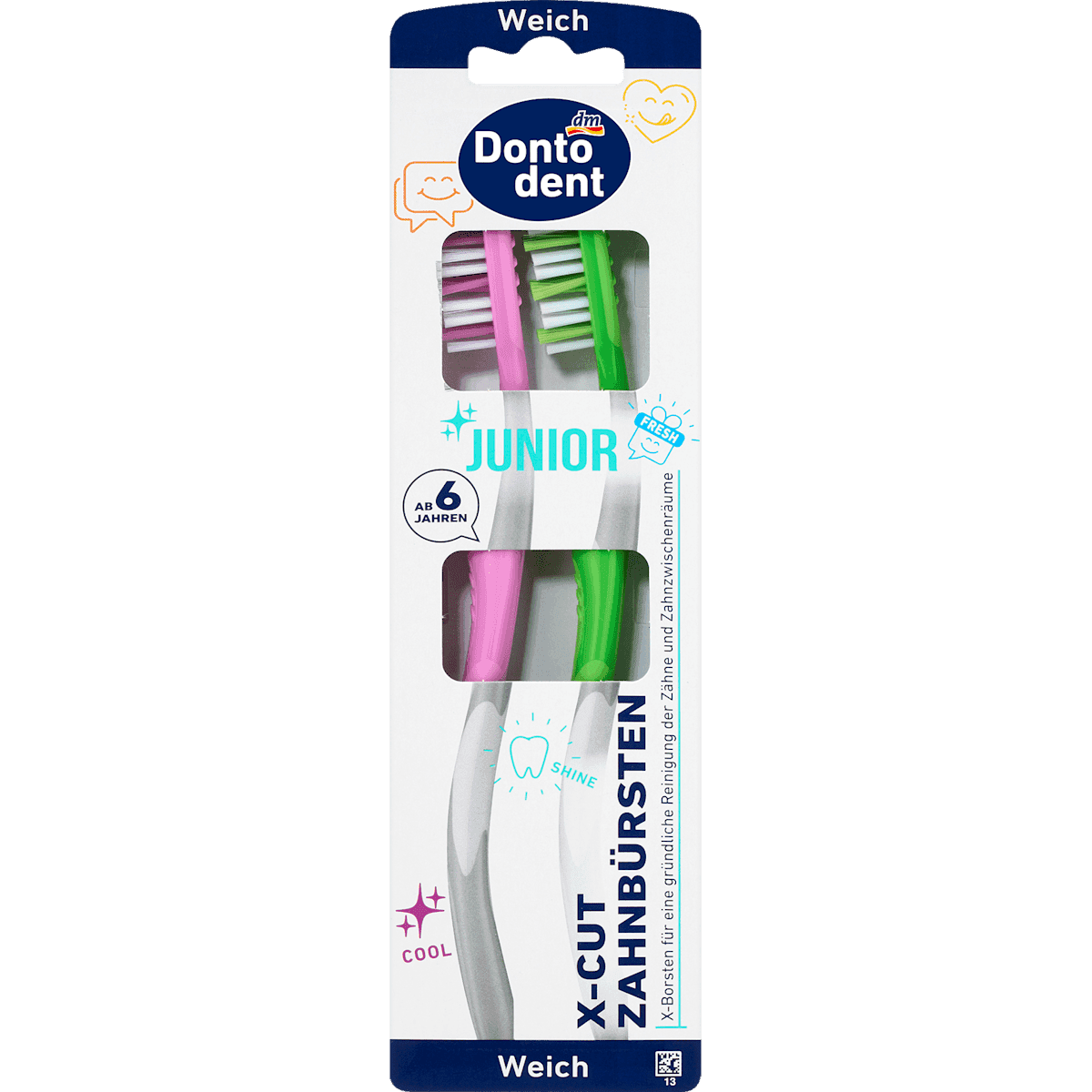 Dontodent Brosse à dents Junior X-Cut souple 2 pièces — منتج ألماني أصلي في المغرب