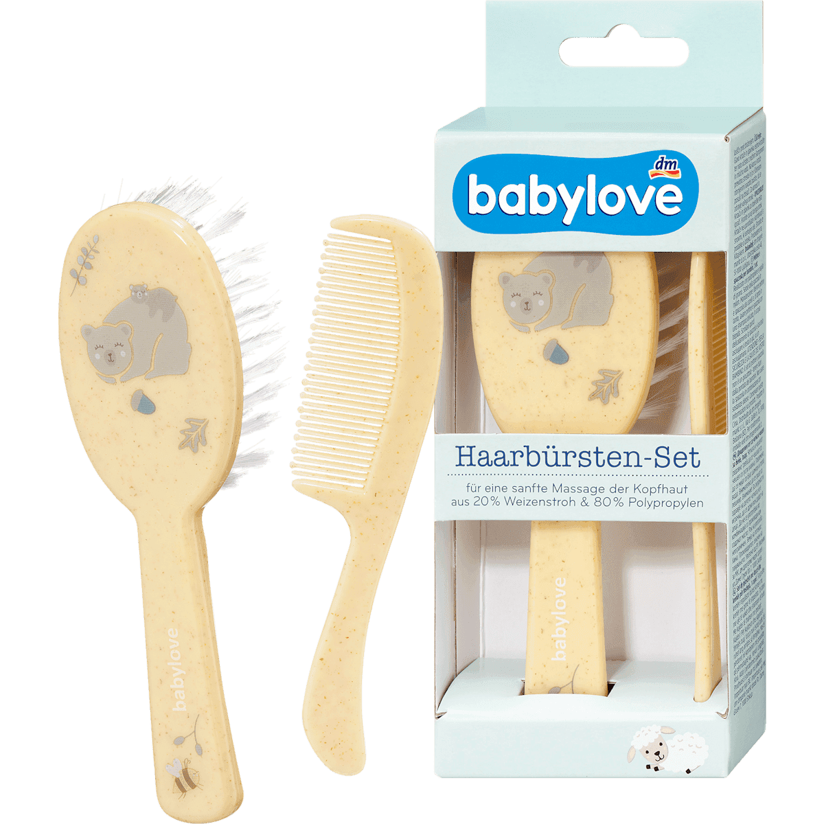 babylove set brosses jaune ours 2 pièces, 1 pc — produit allemand authentique au Maroc