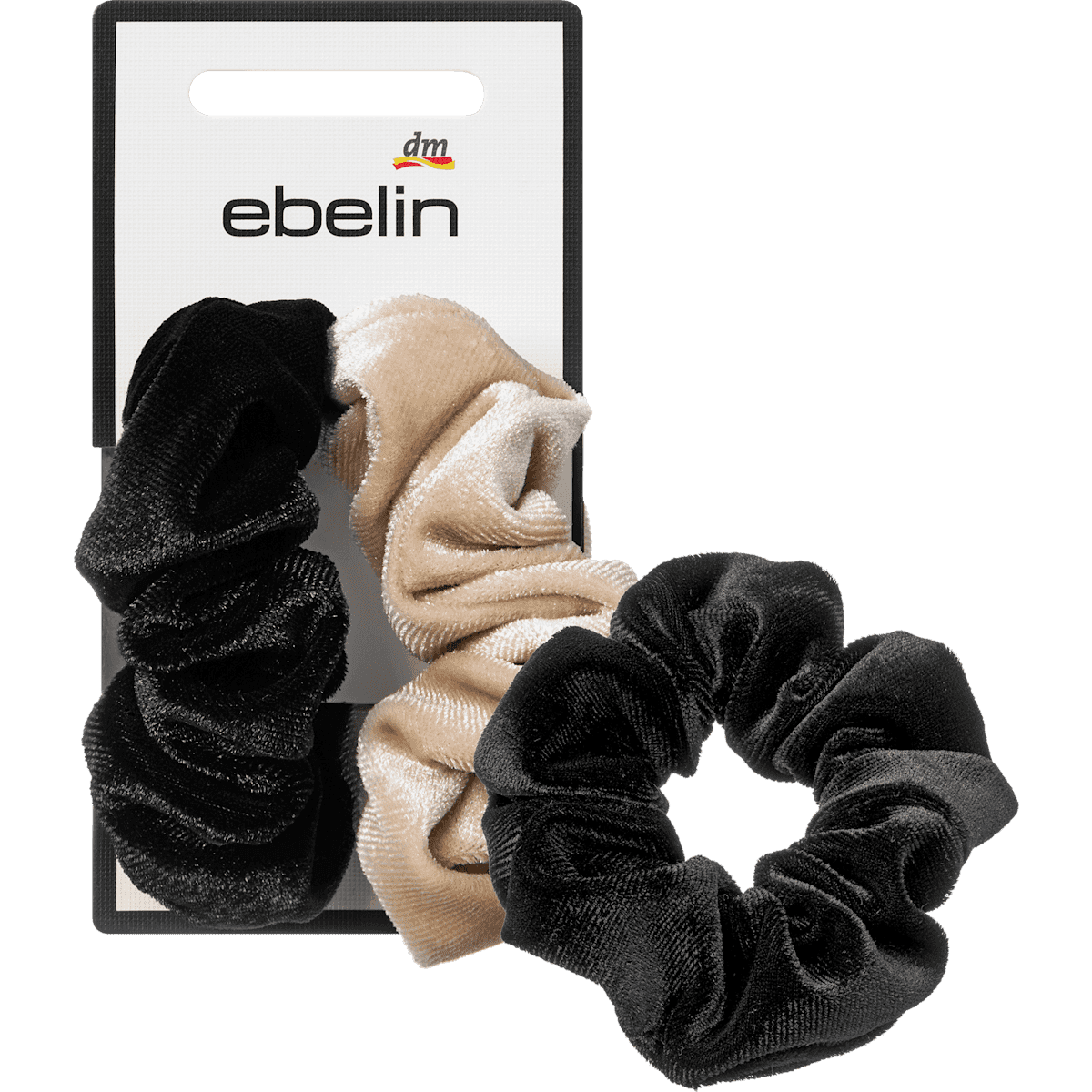 ebelin chouchous effet velours noir beige 2 pièces — produit allemand authentique au Maroc