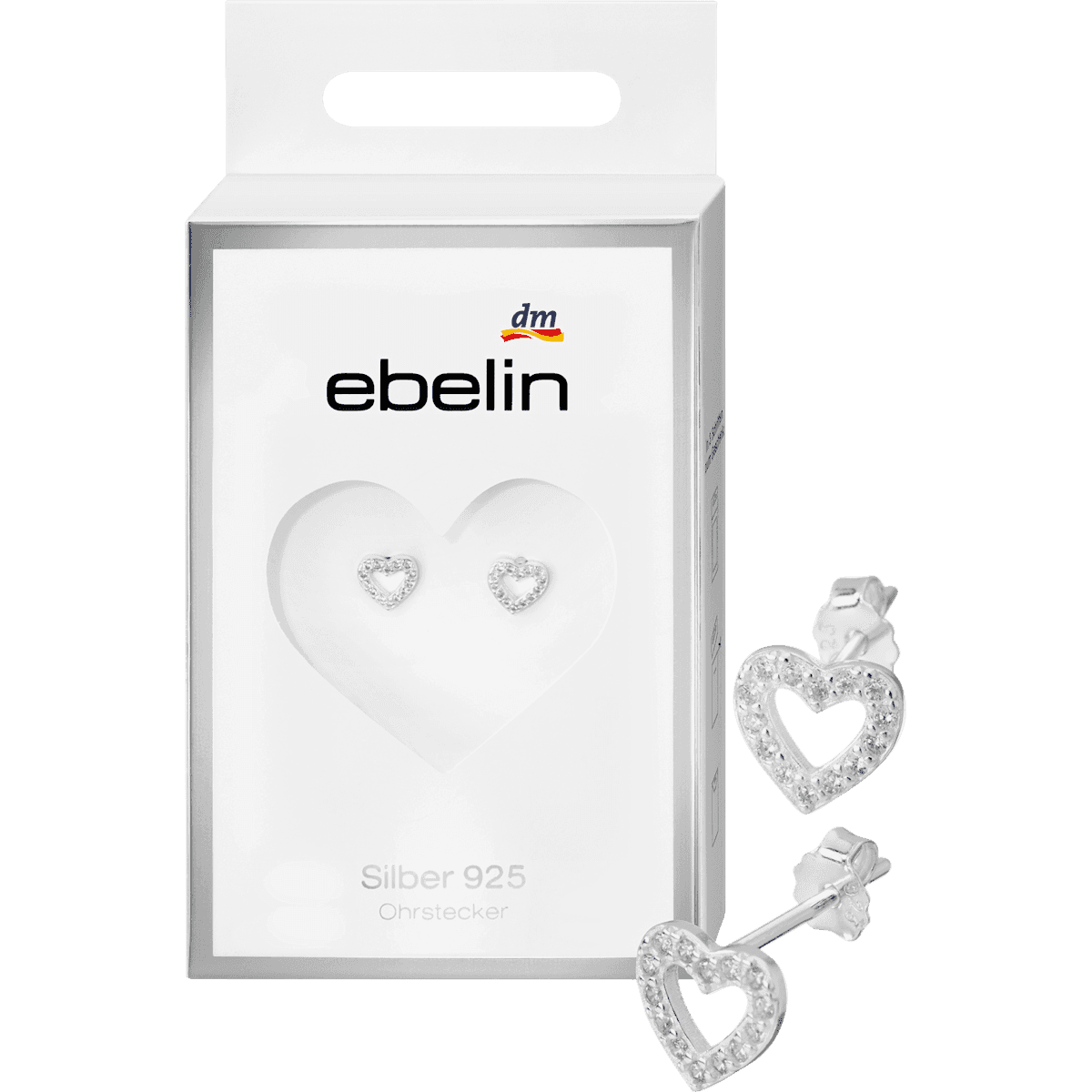ebelin Boucles d'oreilles argent 925 forme cœur, 2 pcs — produit allemand authentique au Maroc