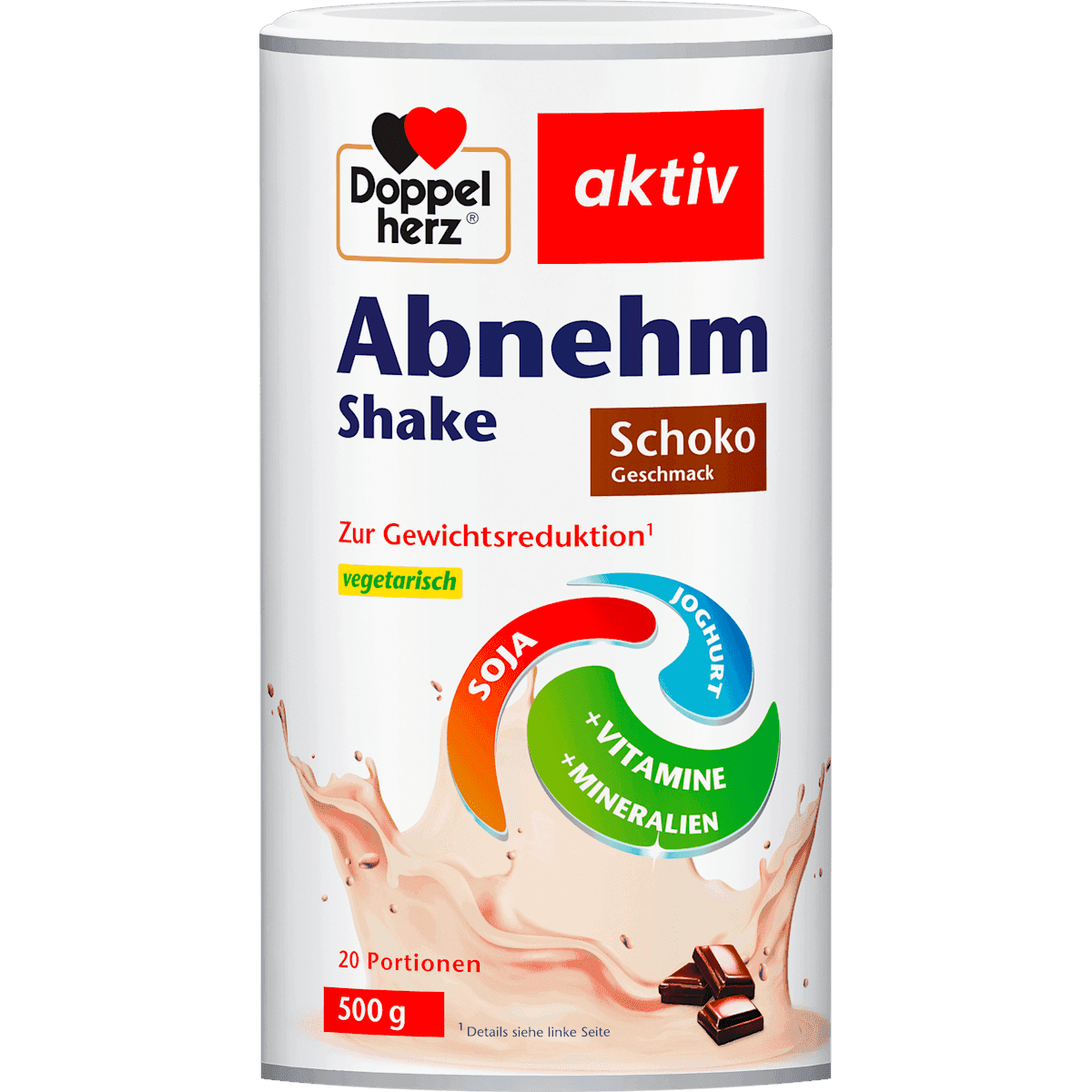 Doppelherz Substitut de repas, chocolat goût 20 portions, 500 g — produit allemand authentique au Maroc