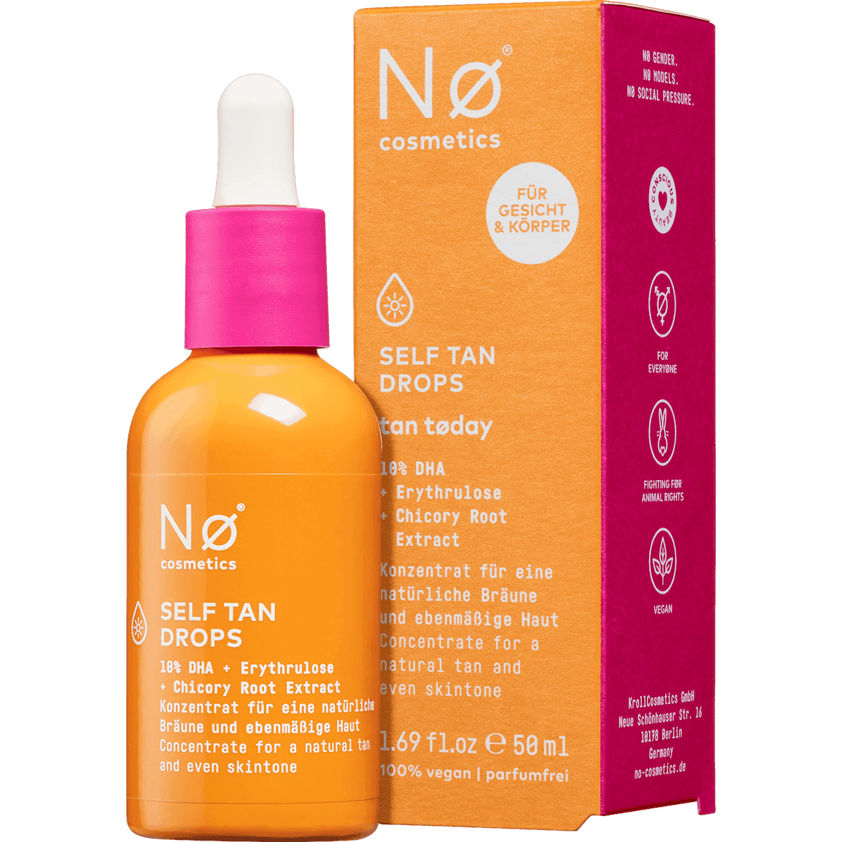 NØ cosmetics Autobronzant Concentré, self tan drops, 50 ml — authentic German product in Morocco