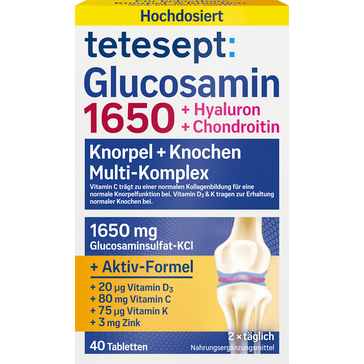tetesept Glucosamin 1650 comprimés, 50,4 g — produit allemand authentique au Maroc