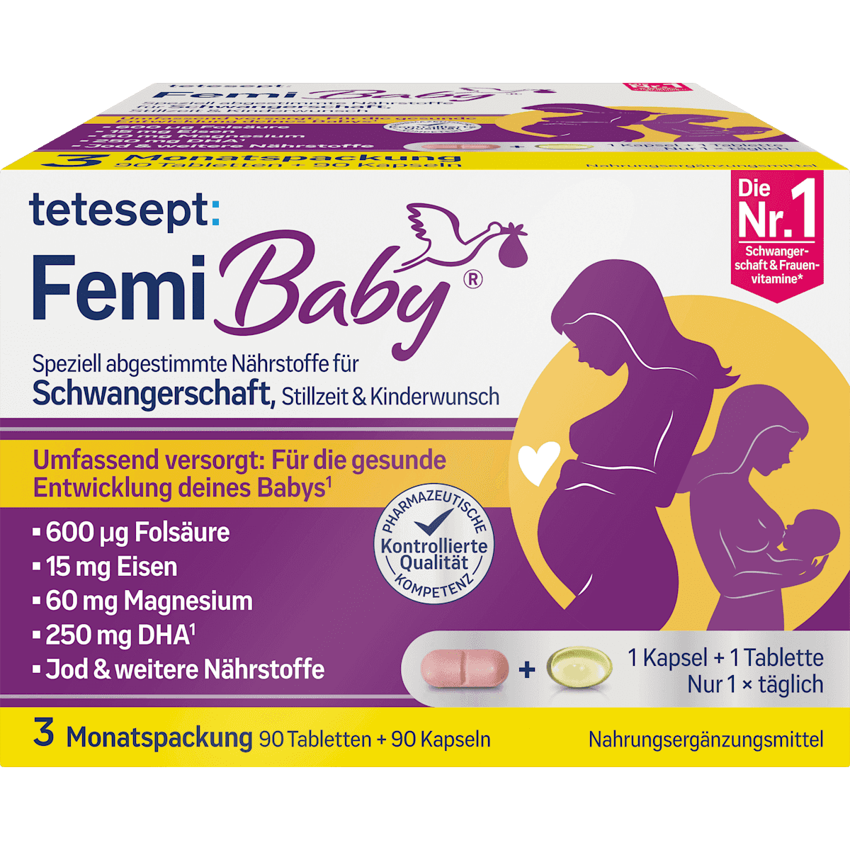 tetesept Femi Bébé 90 comprimés et 90 capsules molles, 185,4 g — produit allemand authentique au Maroc