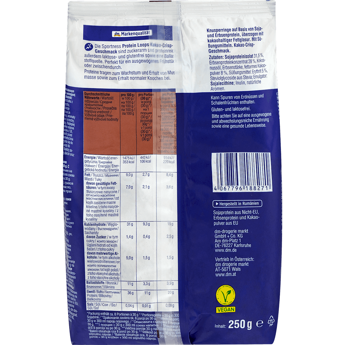 Sportness Protein Loops flavour cacao crisp 250 g — authentic German product in Morocco