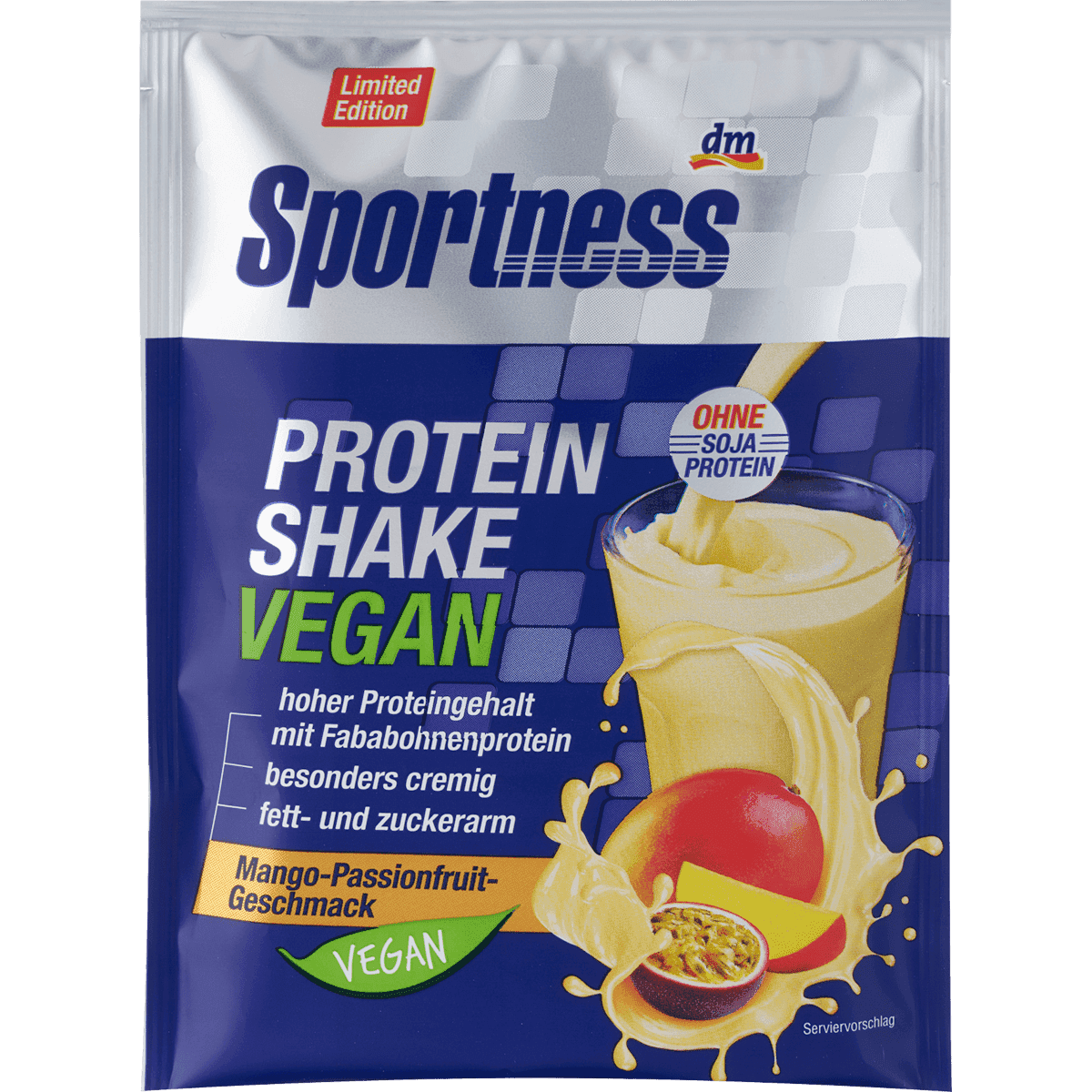 Sportness Poudre protéinée vegan Mangue Fruit de la passion 28 g — منتج ألماني أصلي في المغرب