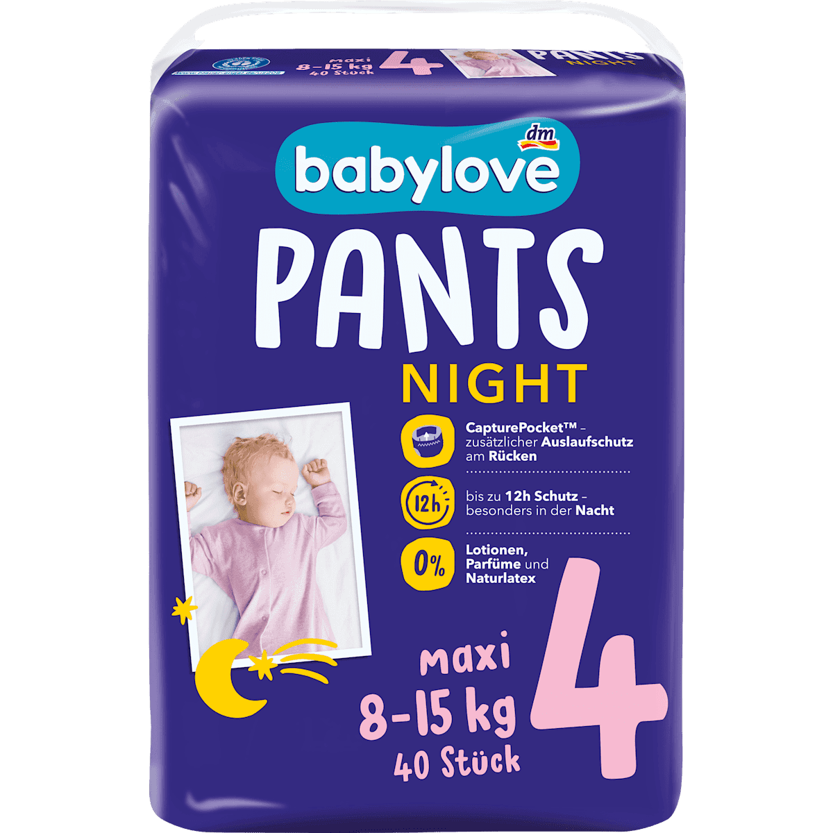 babylove Couches-culottes Night T4 Maxi (8-15 kg) 40 pcs — produit allemand authentique au Maroc