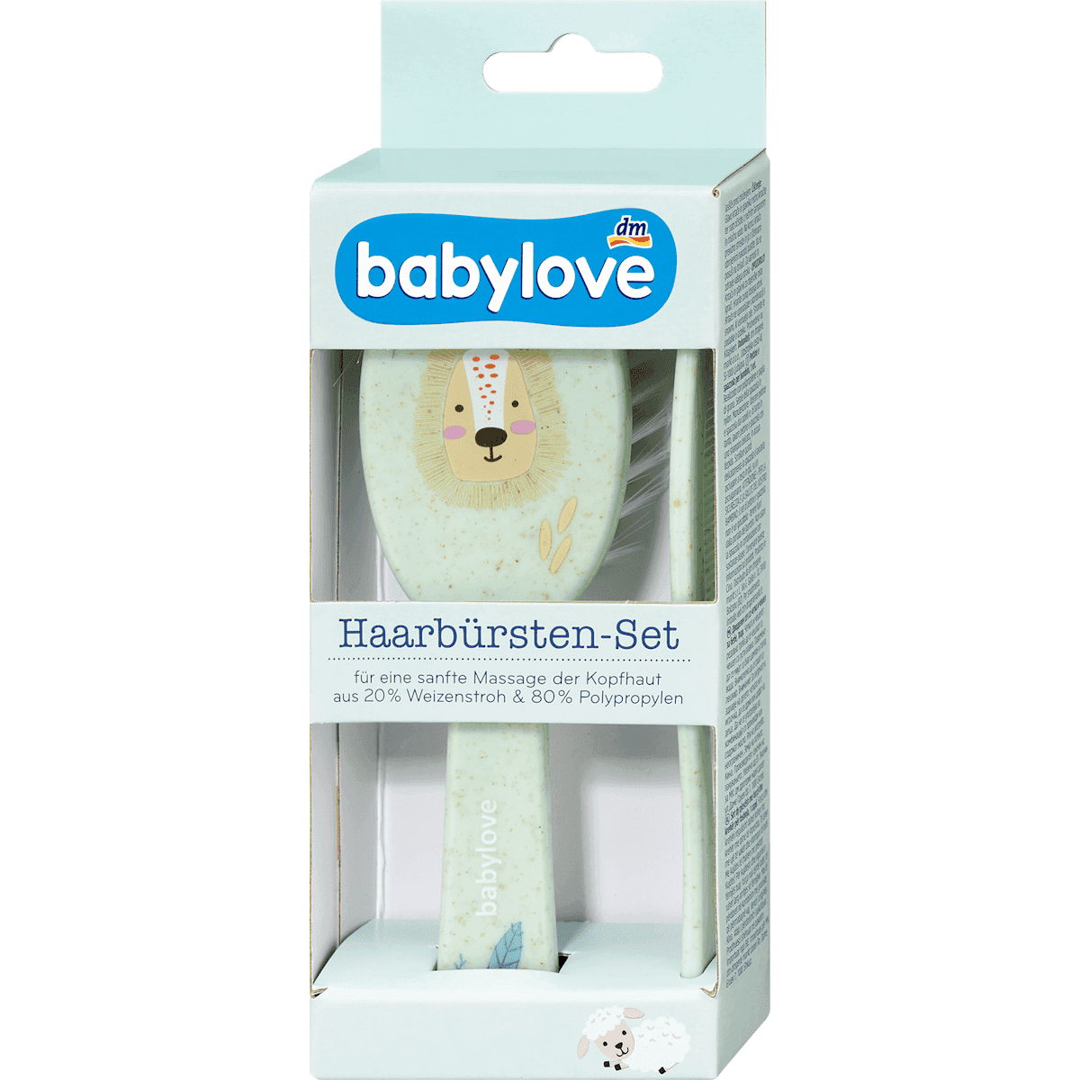 babylove Set de brosses vert lion 2 pièces, 1 pièce (Babylove Bürstenset grün Löwe 2tlg, 1 St) — produit allemand authentique au Maroc