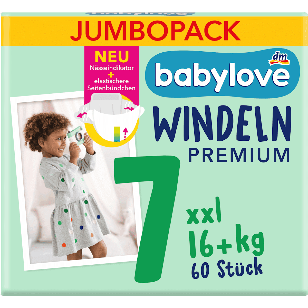 babylove couches Premium T7 XXL (16+ kg) maxi pack 60 pcs — produit allemand authentique au Maroc