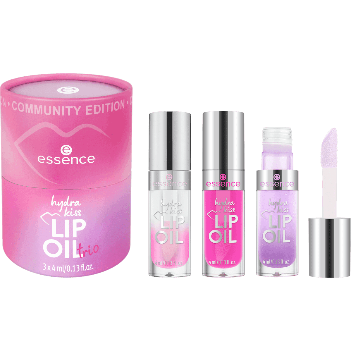 essence Coffret huile à lèvres Hydra Kiss Lip Oil Trio (3x4ml) 3 pièces — produit allemand authentique au Maroc
