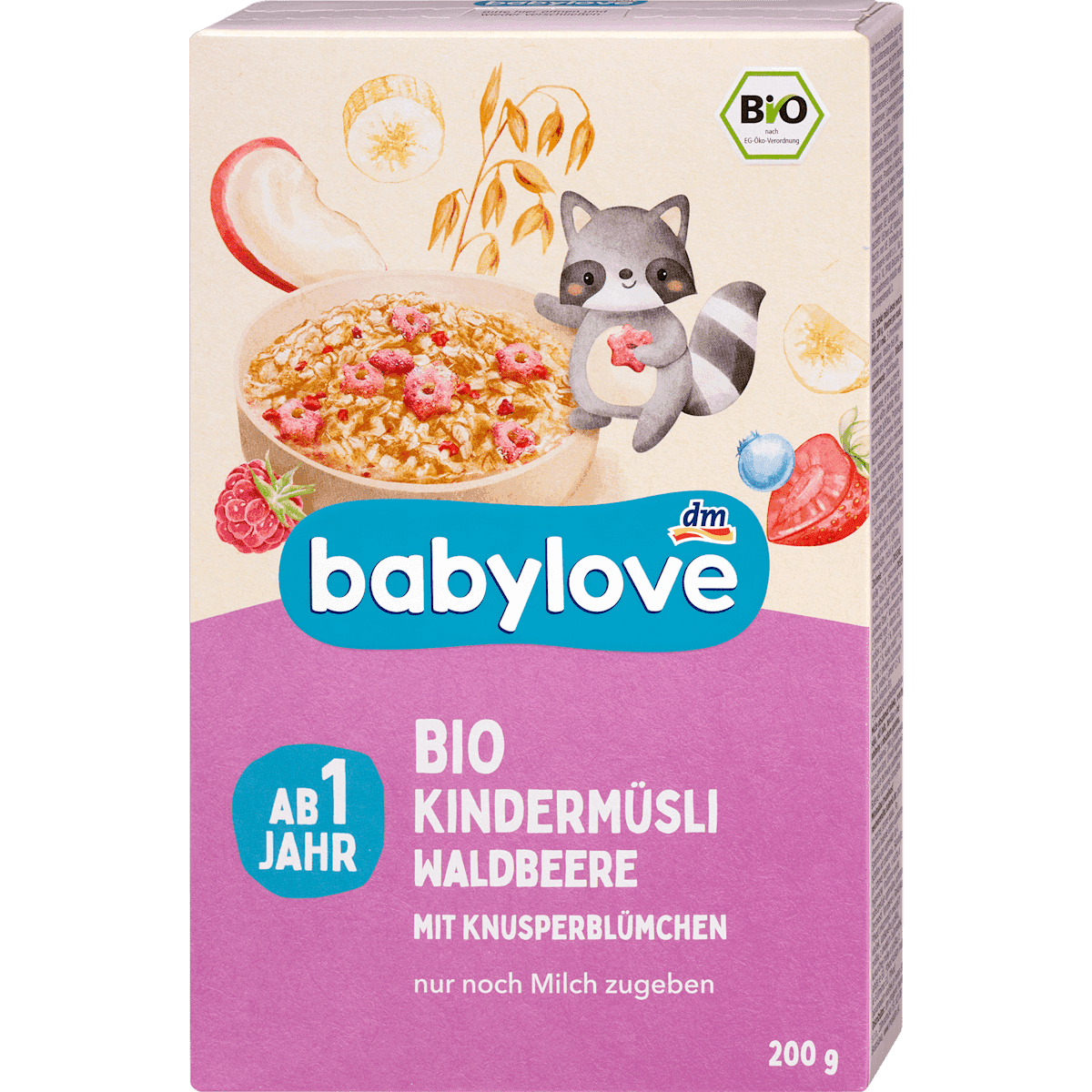 babylove muesli enfant fruits des bois dès 1 an 200 g — produit allemand authentique au Maroc