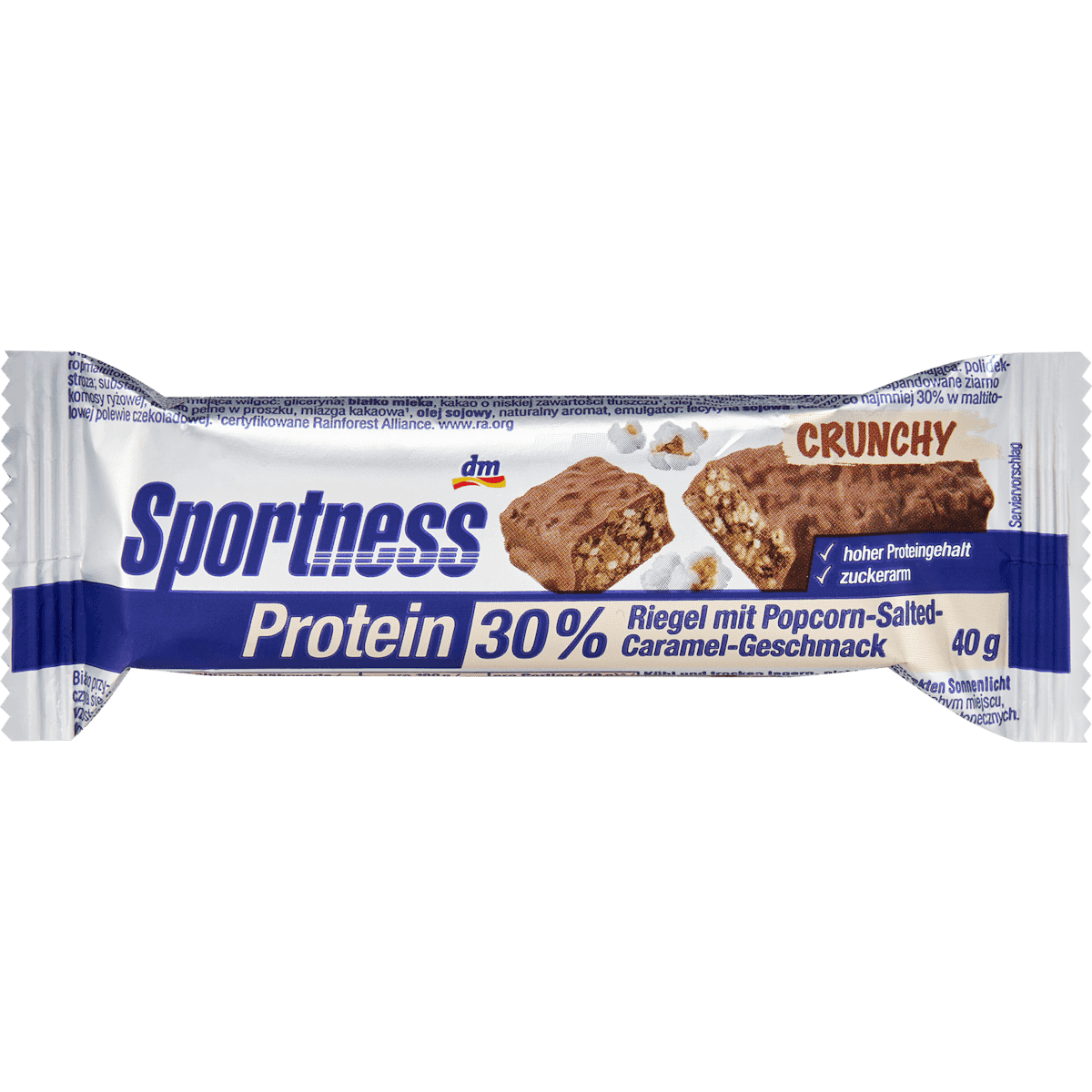 Sportness Barre protéinée 30% Popcorn Caramel Salé 40 g — produit allemand authentique au Maroc