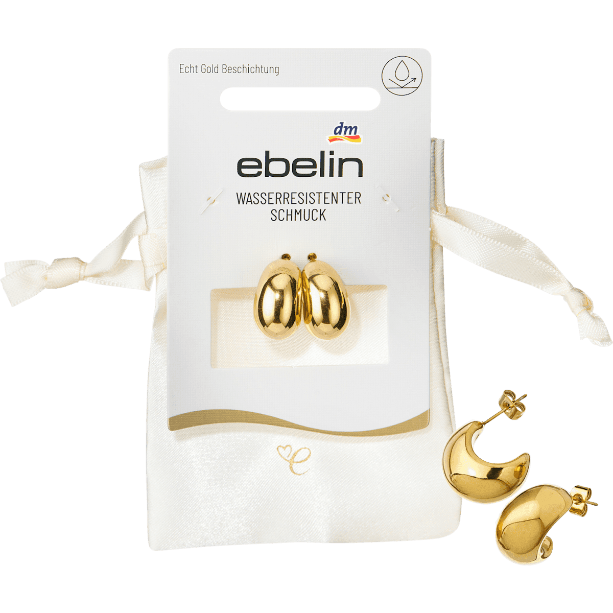 ebelin Créoles waterproof aspect doré 2 pcs — produit allemand authentique au Maroc