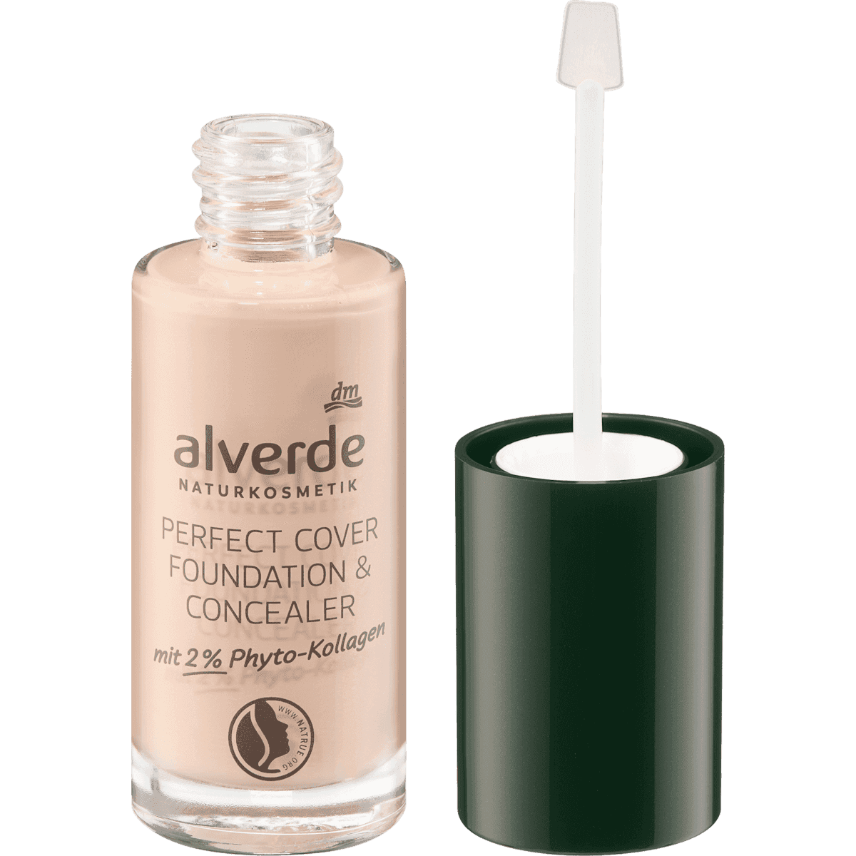 alverde NATURKOSMETIK Fond de teint et correcteur Perfect Cover 2% phyto-collagène 20 Almond 25 ml — منتج ألماني أصلي في المغرب