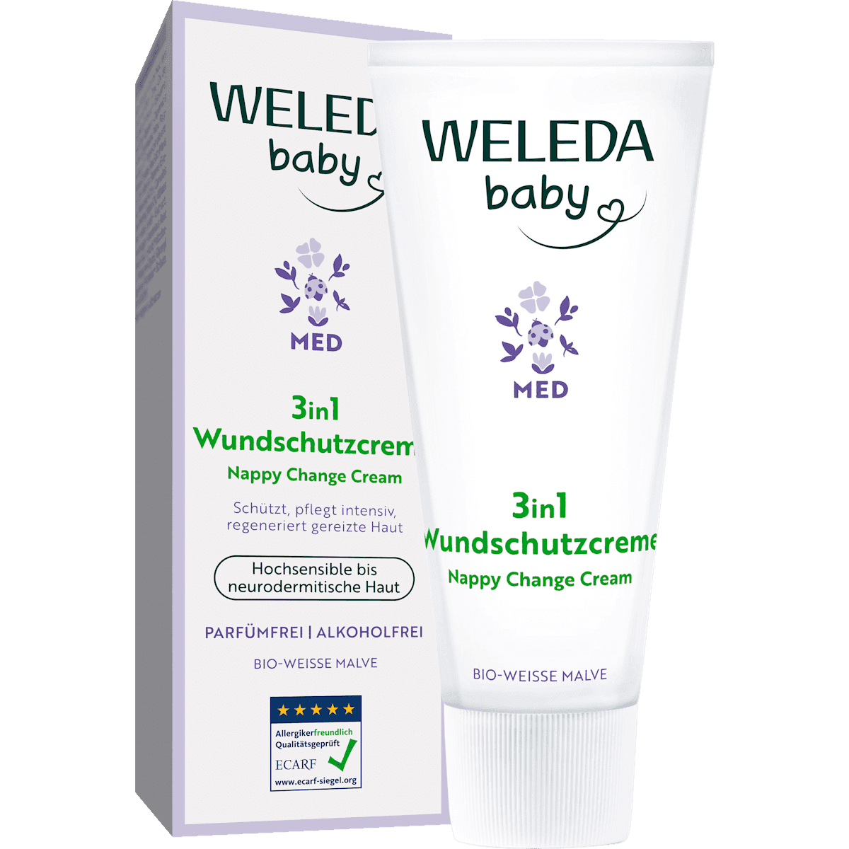 Weleda Bébé crème protectrice Med 3in1 Malve, 50 ml — produit allemand authentique au Maroc