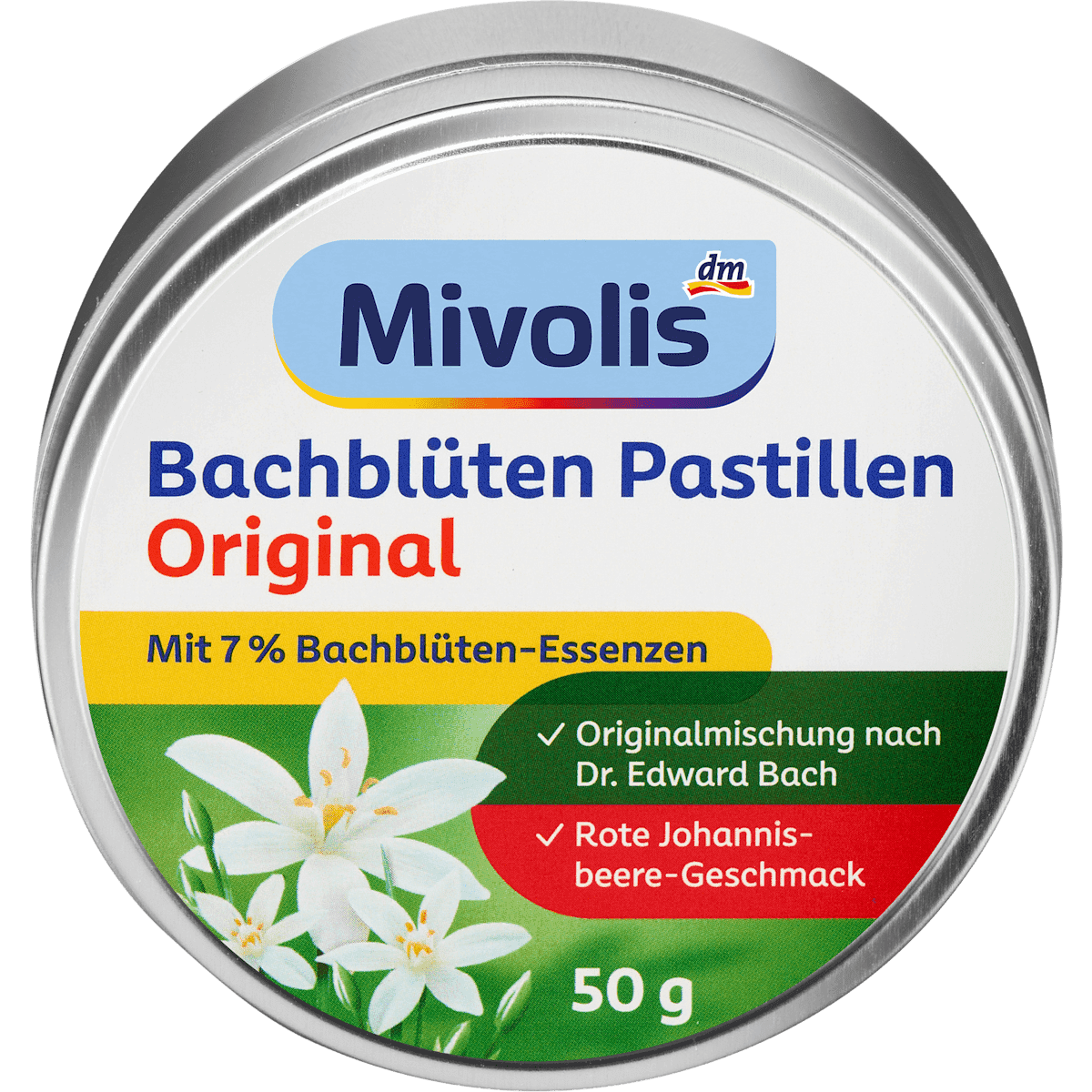 Mivolis Pastilles fleurs de Bach, 50 g — produit allemand authentique au Maroc