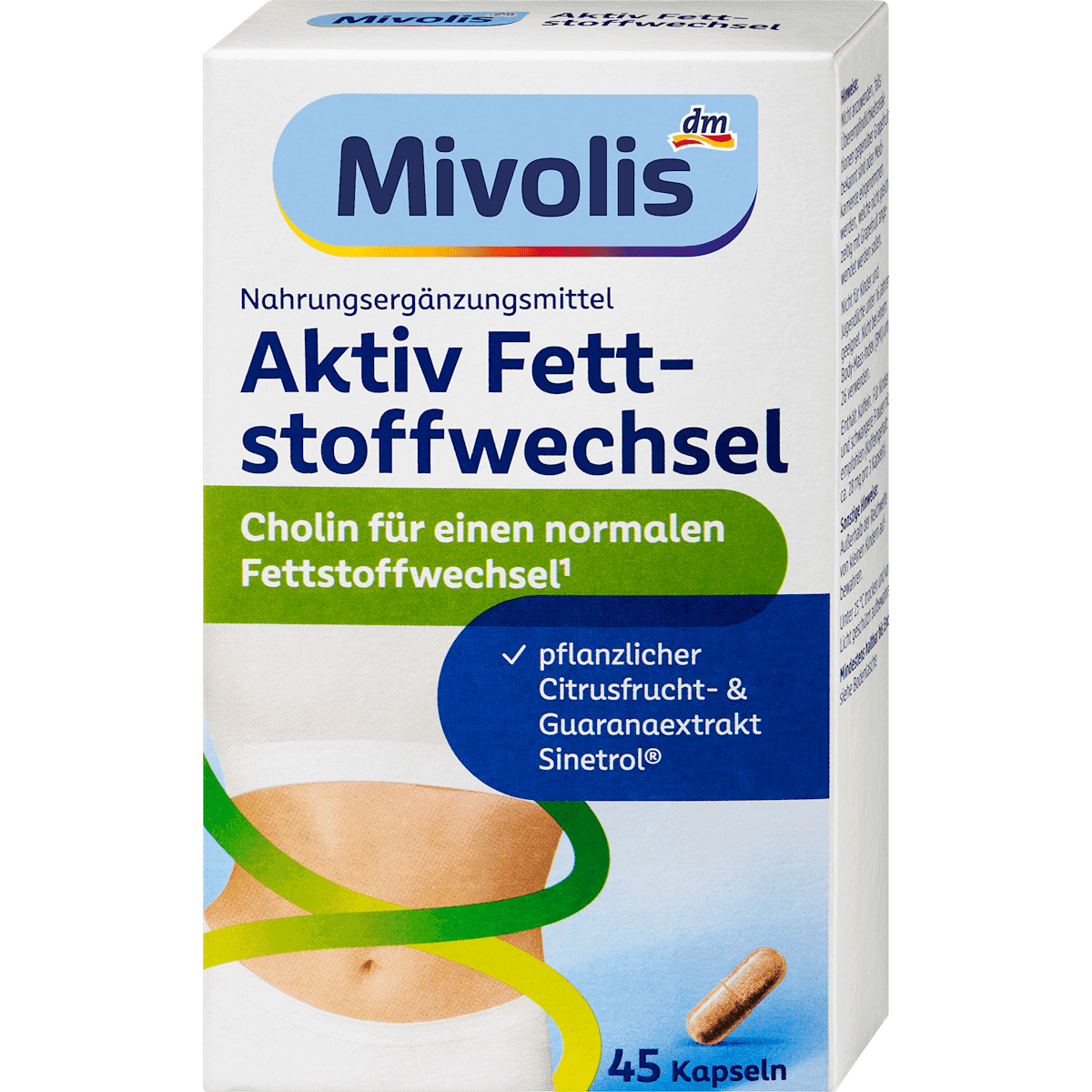 Mivolis Aktiv Métabolisme des graisses capsules 45 pièces 25 g — produit allemand authentique au Maroc