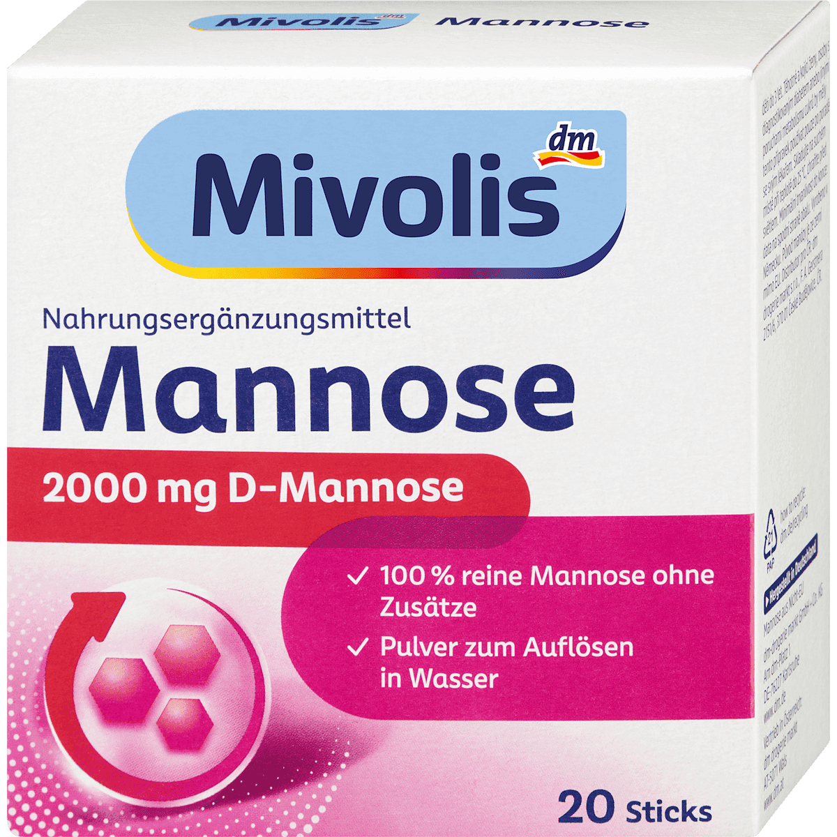 Mivolis Mannose Sticks 20 pièces, 40 g — produit allemand authentique au Maroc