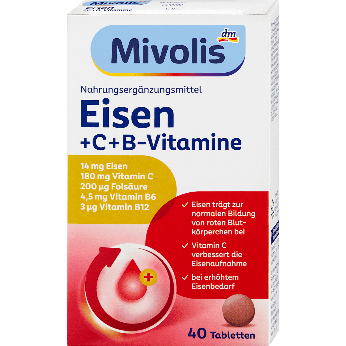 Mivolis fer + C + vitamines B comprimés 40 pièces 24 g — produit allemand authentique au Maroc