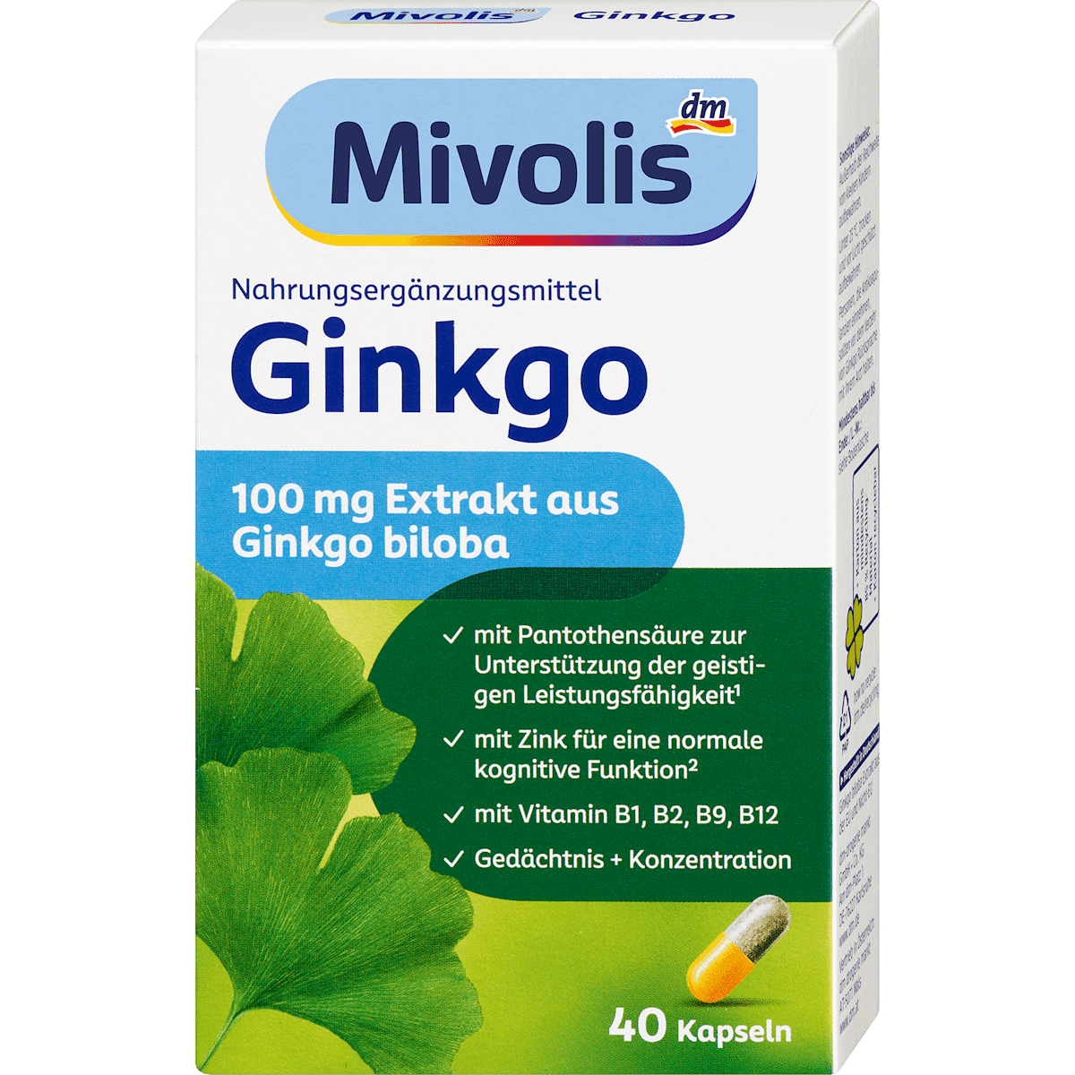 Mivolis Ginkgo capsules 40 pièces 20 g — produit allemand authentique au Maroc